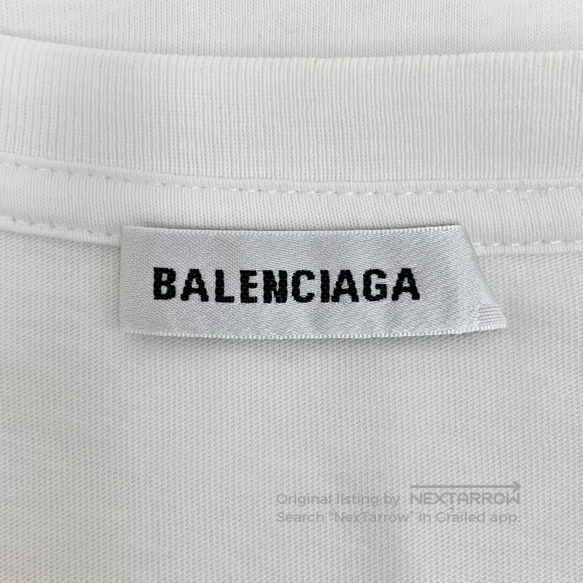 Balenciaga Balenciaga White logo lettering print cotton round-neck sh Size US M / EU 48-50 / 2 - 5 Thumbnail