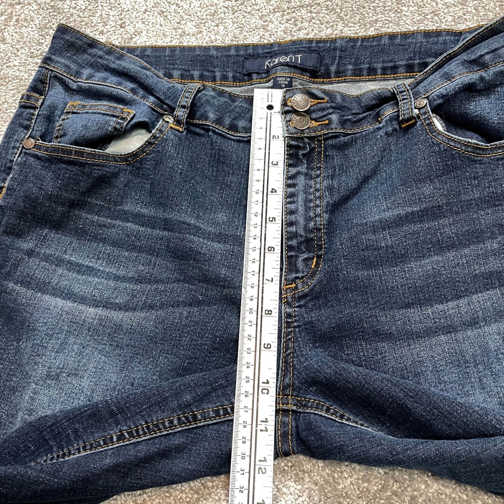 Denime Karen T Jean Shorts Womens 18 Blue Denim Stretch Casual Dark Wash 13" Size 25" / US 0 / IT 36 - 4 Thumbnail