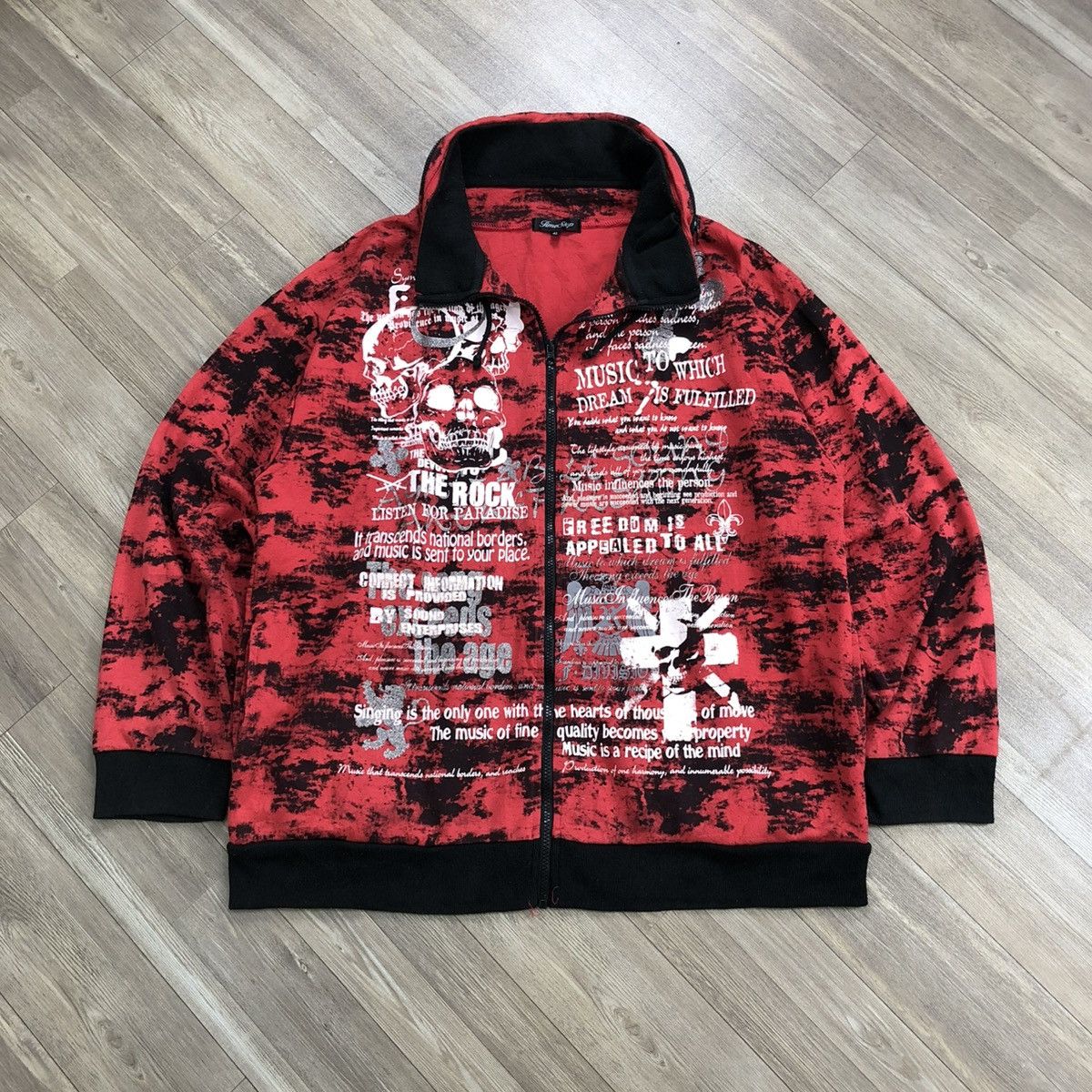 14th Addiction × If Six Was Nine × Le Grande Bleu (L.G.B.) ☠️ 2000s TimeStep Poem Cross Skulls Punks Goa Bono Jacket Size US XXL / EU 58 / 5 - 2 Thumbnail