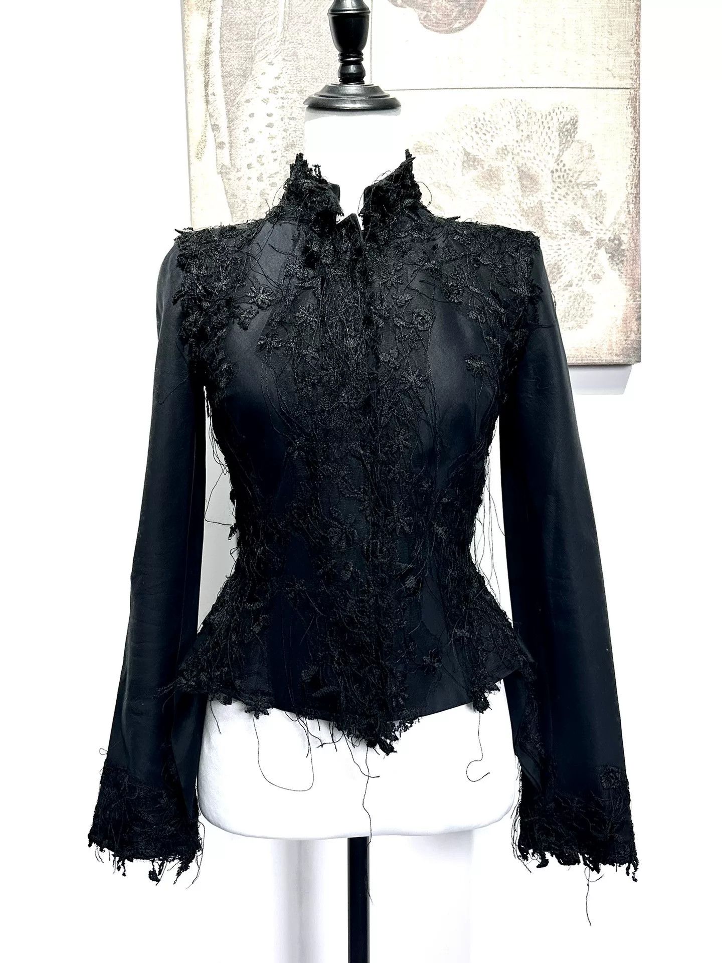 Ermanno Scervino Black Lace Embroidered Tailcoat Jacket Size S / US 4 / IT 40 - 1 Thumbnail