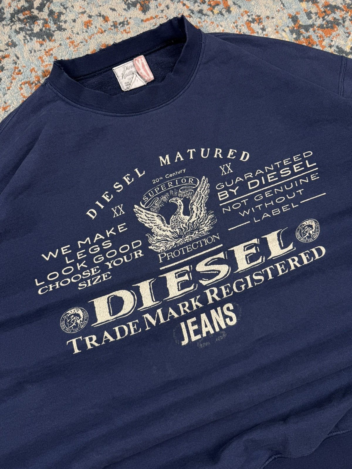 Diesel Vintage 90s Diesel slightly distressed baggy boxy sweatshirt Size US XL / EU 56 / 4 - 4 Thumbnail