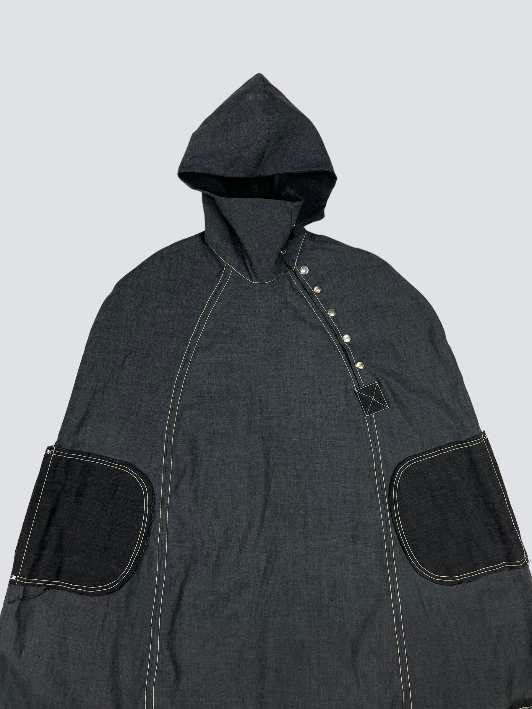 Other ARCHIVE UPCYCLE BONDAGE HEAVY PONCHO WITH NINJA HOOD № 2002 Size US XL / EU 56 / 4 - 2 Thumbnail