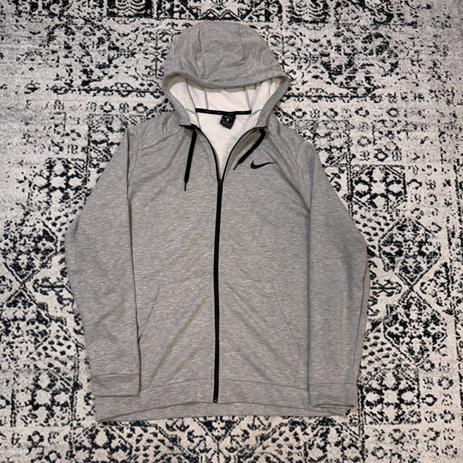 Nike × Vintage Vintage Nike Unisex Gray Cotton Hoodie Zip Size XL Y2K 90s Size US XL / EU 56 / 4 - 1 Thumbnail