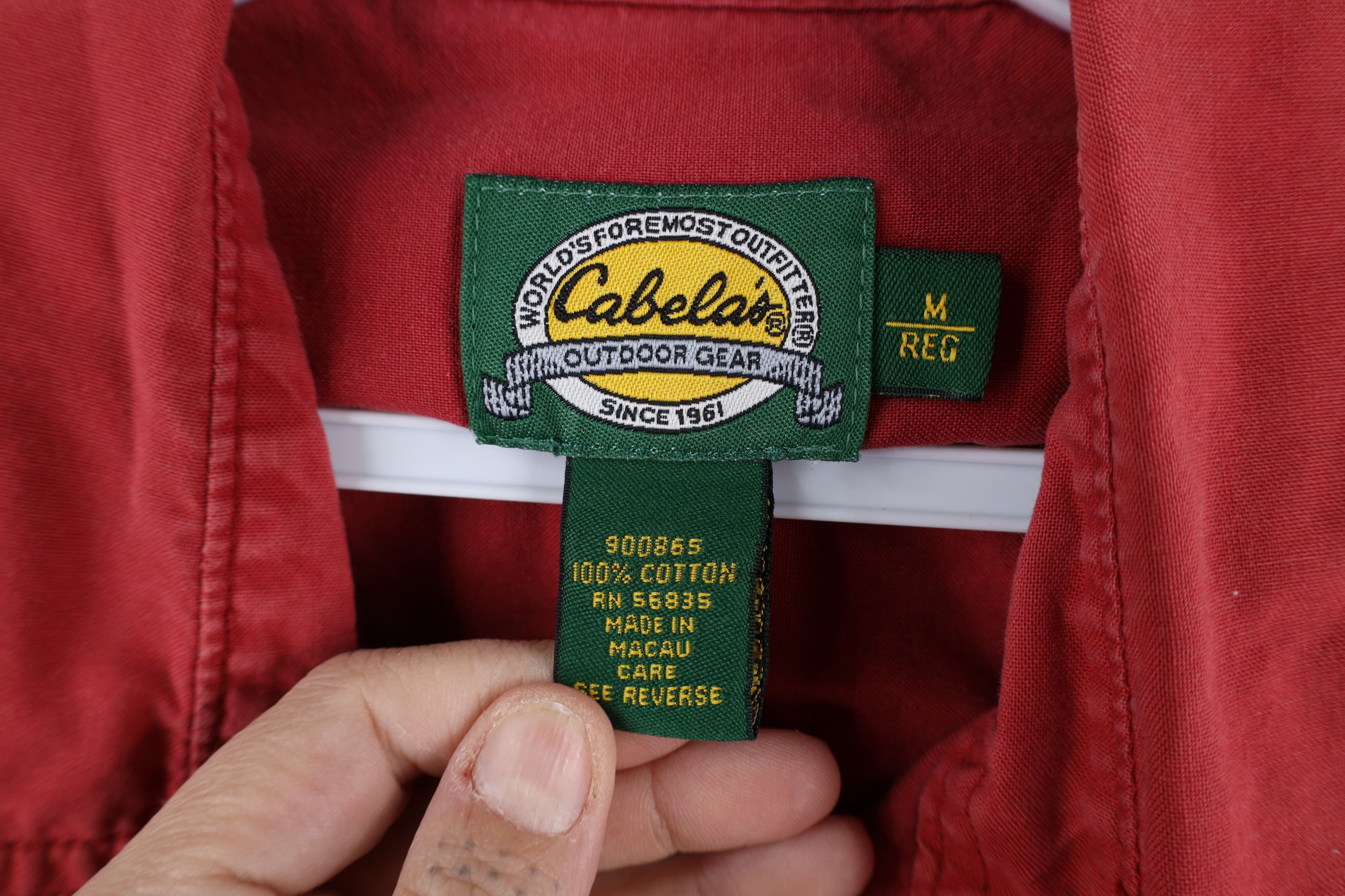 Cabelas × Vintage Vintage Cabelas Double Pocket Safari Bush Button Shirt Red Size US M / EU 48-50 / 2 - 7 Thumbnail