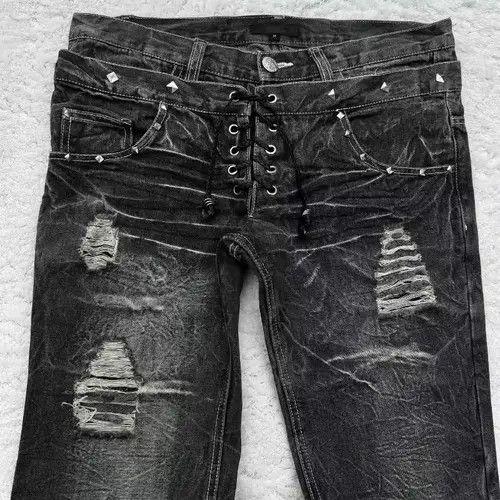 Jean Grunge Design Retro Flared Washed Y2k Jeans Pants Size US 36 / EU 52 - 4 Thumbnail