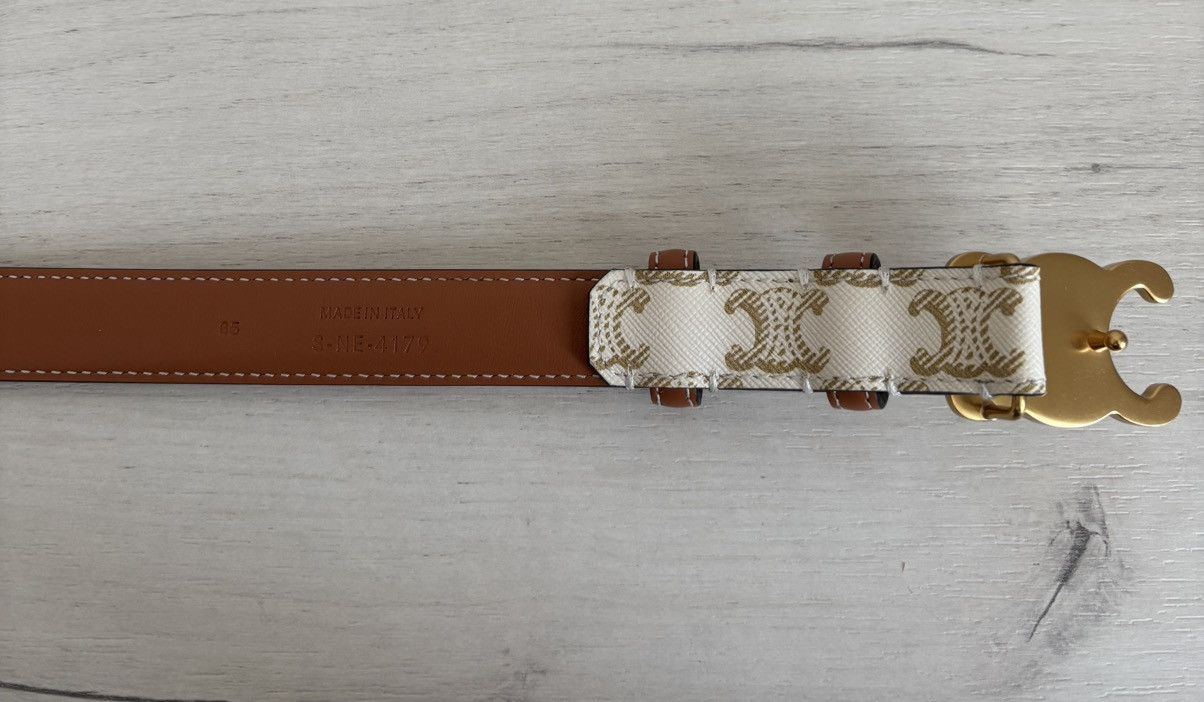 Celine Celine Paris Triomphe Gray/Brown Monogram Belt Made in Italy Size ONE SIZE - 12 Thumbnail
