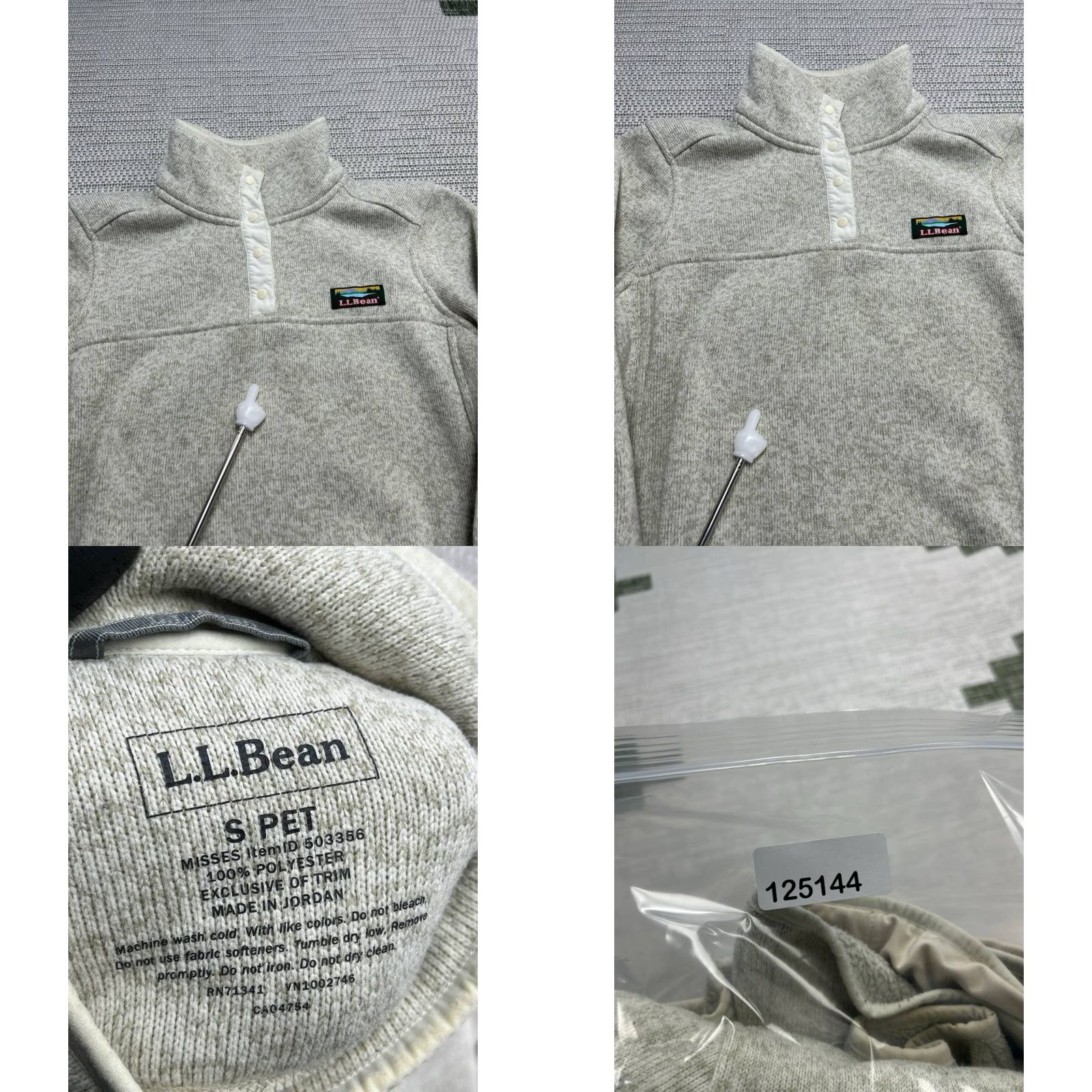 Vintage L.L. Bean Fleece Pullover Sweater Women Small Petite Gray Knit Mock Neck Raglan Sleeve Winter Casual Pullover Lightweight Pockets Button Size S / US 4 / IT 40 - 8 Thumbnail