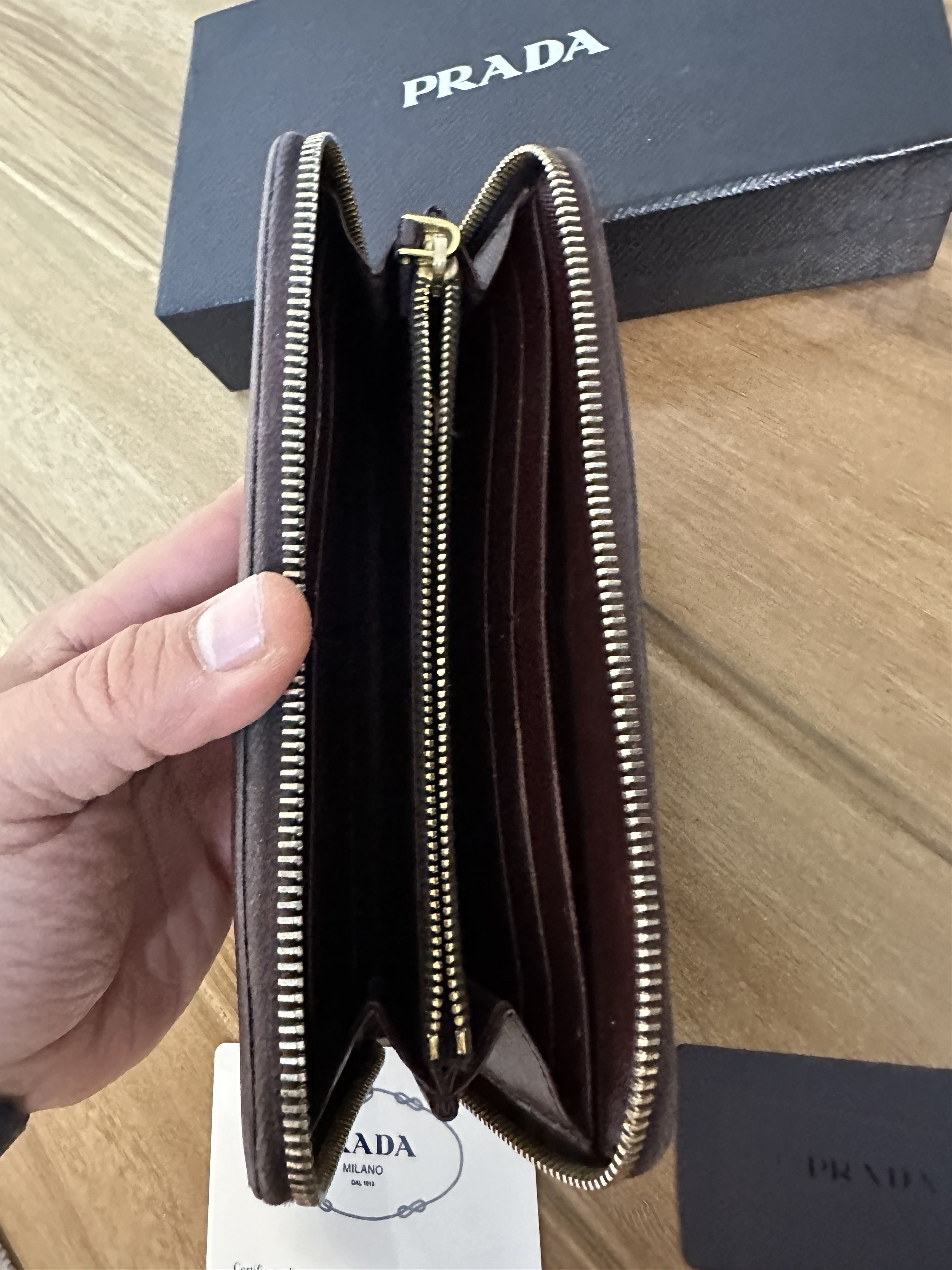 Prada Prada Saffiano Women' Metal Granato Leather zip Long Wallet Size ONE SIZE - 5 Thumbnail