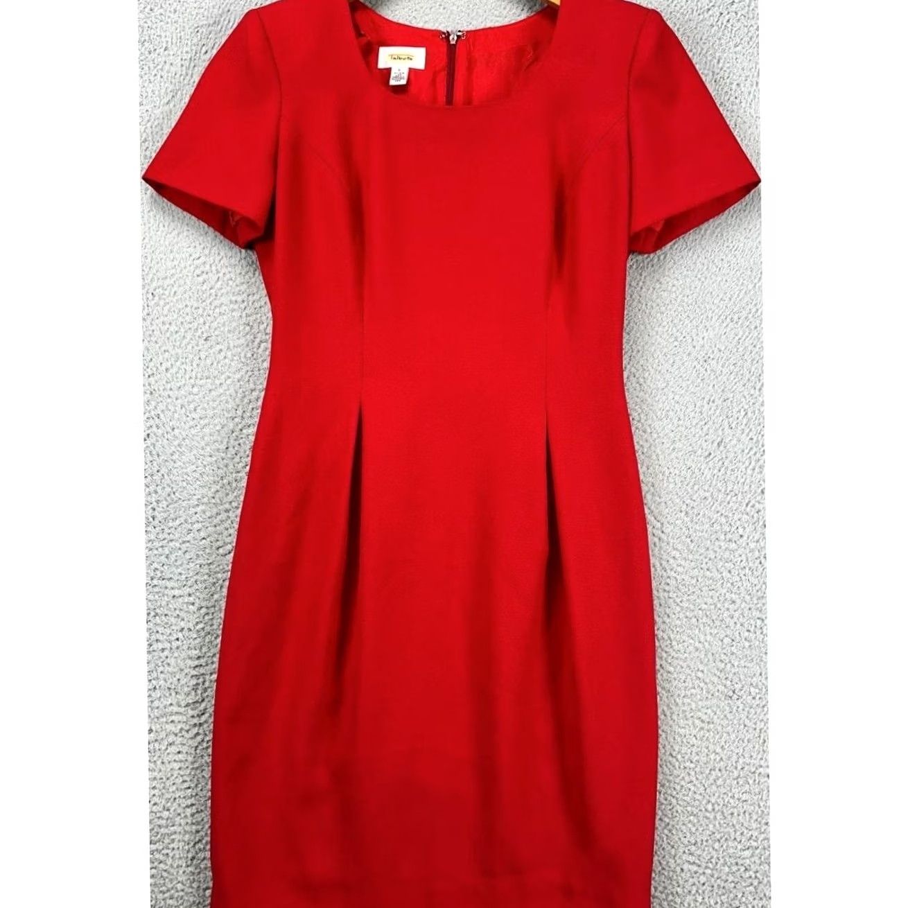 Talbots Talbots Sheath Dress Womens 6 Red Knee Length Short Sleeve Cap Sleeve Zip Lined Size 28" / US 6 / IT 42 - 2 Thumbnail