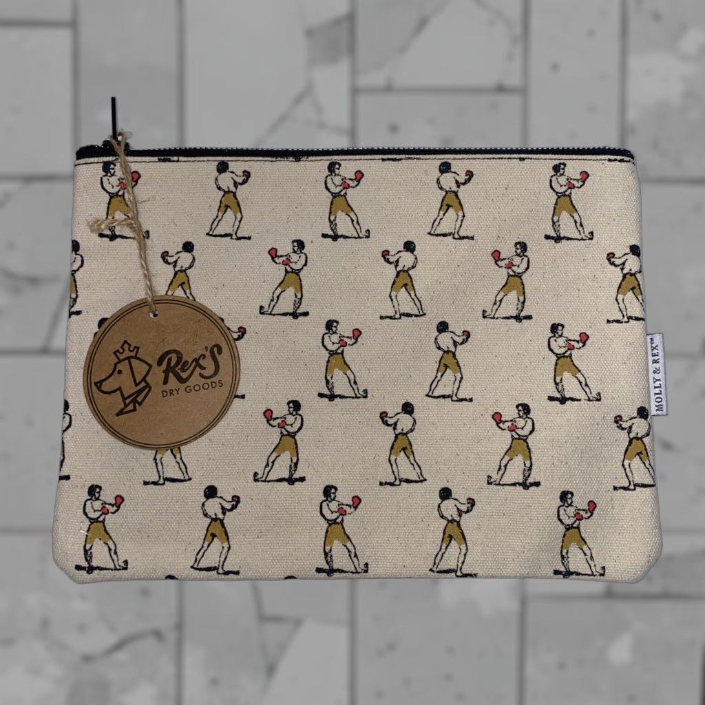 Vintage Rex Makeup Bag Womens BOXER PRINT Molly Beige Zip Medium NWT Size ONE SIZE - 1 Thumbnail