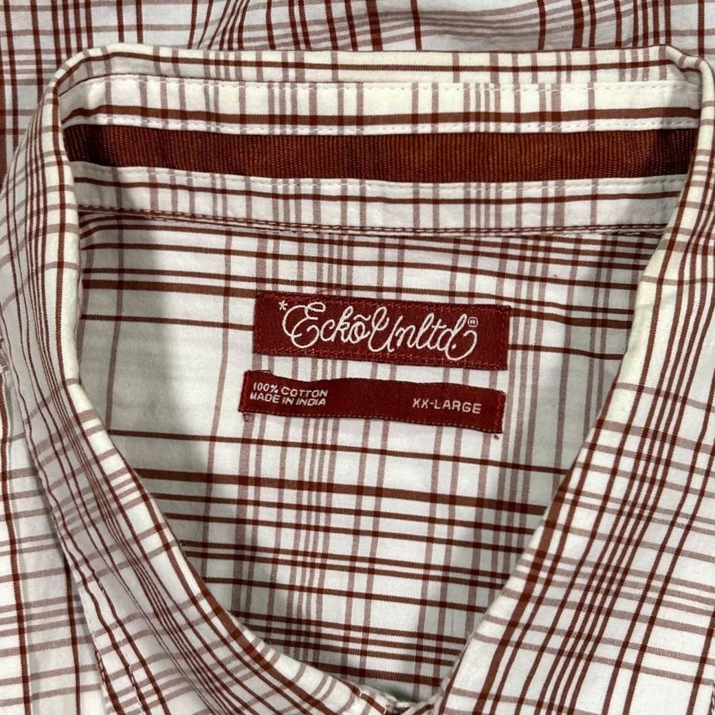 Ecko Unltd. Classic Shirt Casual Brown & White Plaid Button-Down Long Sleeve Top Mens XXL Size US XXL / EU 58 / 5 - 5 Thumbnail