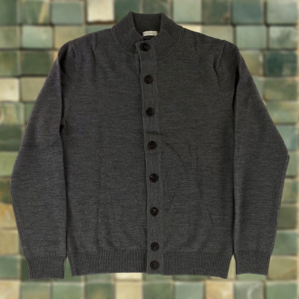 Suitsupply Cardigan Sweater Merino Wool Gray Long Sleeve Button Up Mens L