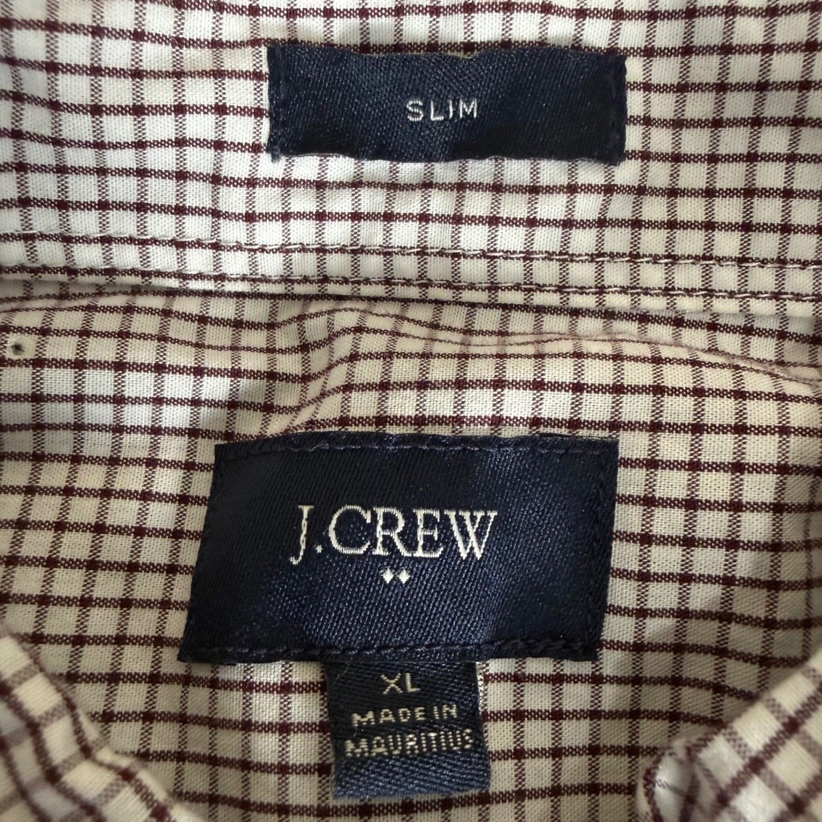 J.Crew J.Crew Mens XL Slim Fit Burgundy Micro Check Shirt LS Size US XL / EU 56 / 4 - 2 Thumbnail