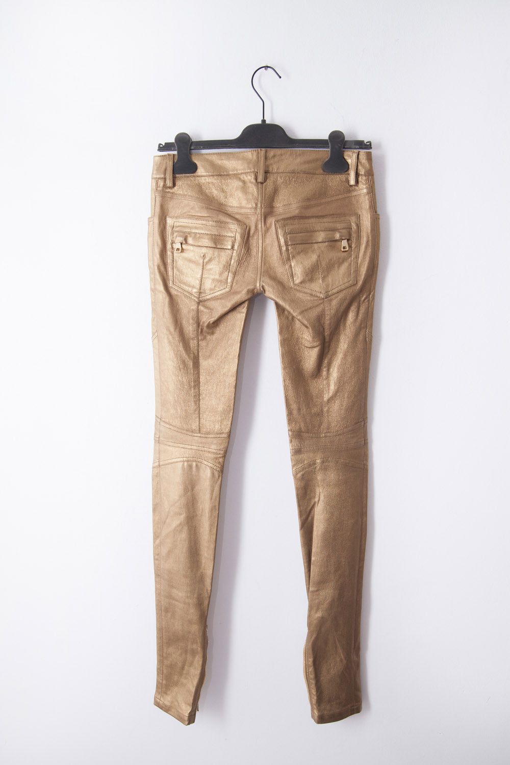 Balmain AW10 golden leather biker jeans Size 25" / US 0 / IT 36 - 5 Thumbnail