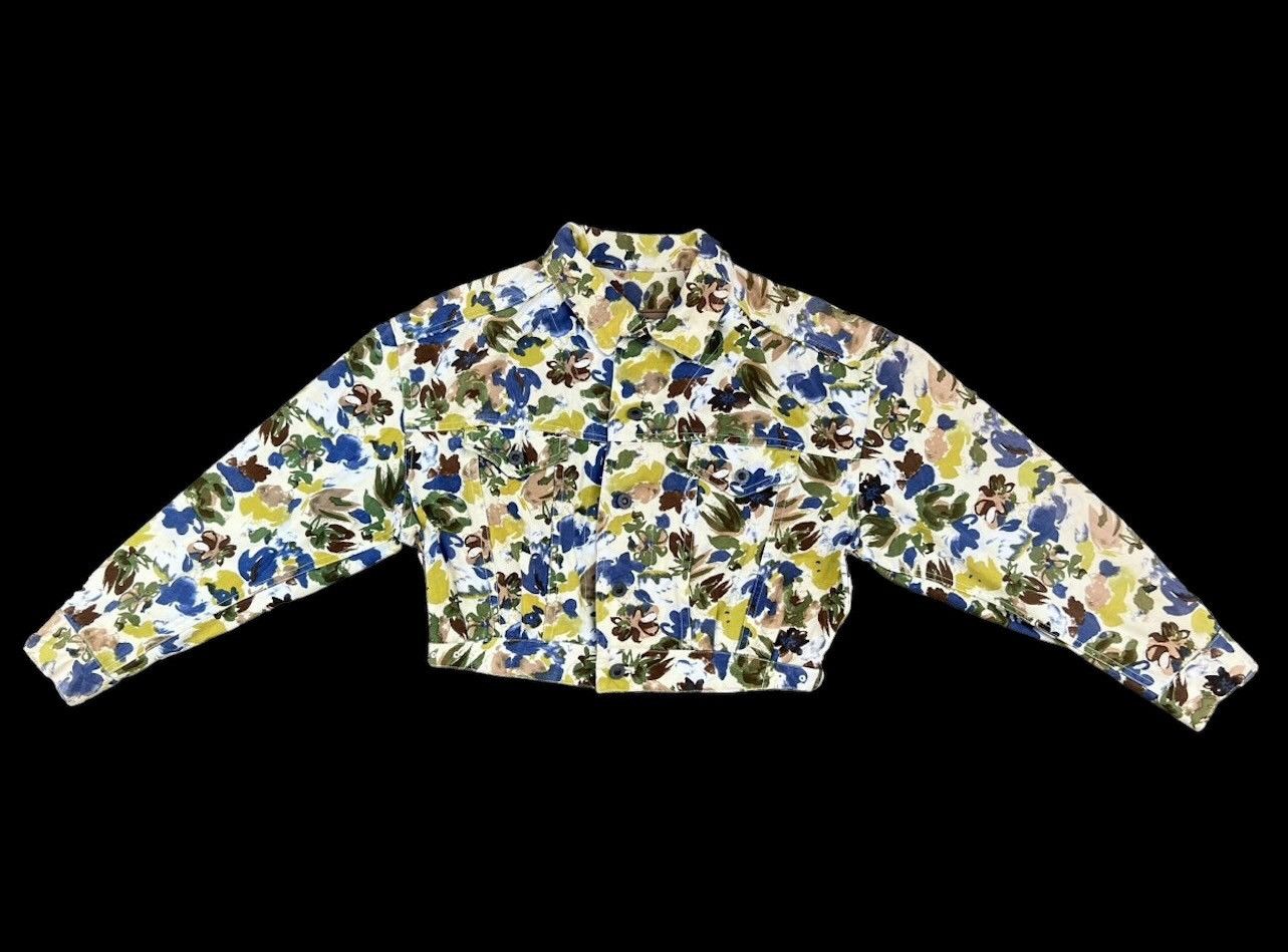 45rpm Vintage 90s 45rpm Japan Flowers Art Cropped Trucker Jacket Size US M / EU 48-50 / 2 - 1 Thumbnail