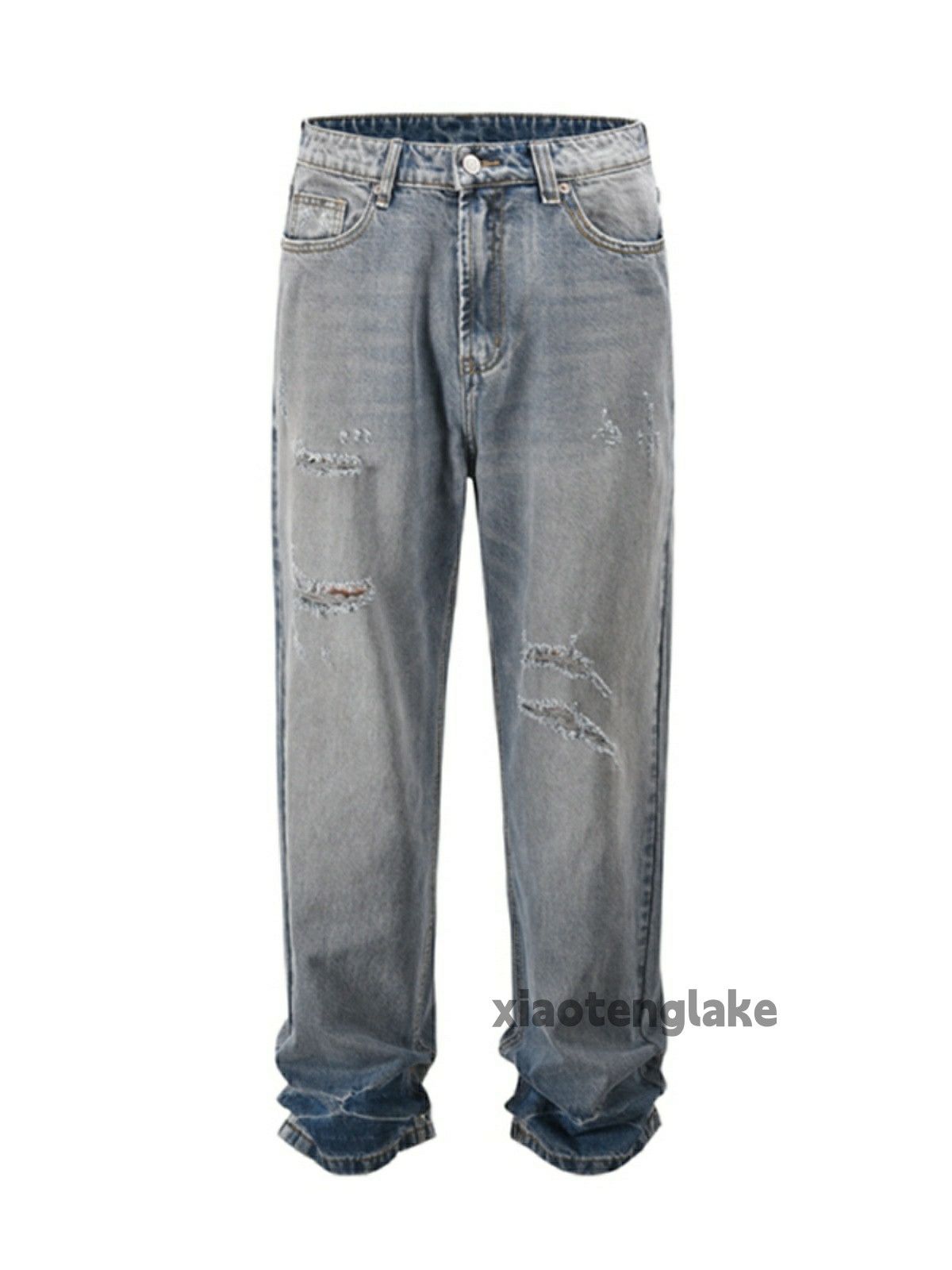 Jean × Vintage washed faded skate hiphop damaged ripped jeans Size US 36 / EU 52 - 6 Thumbnail