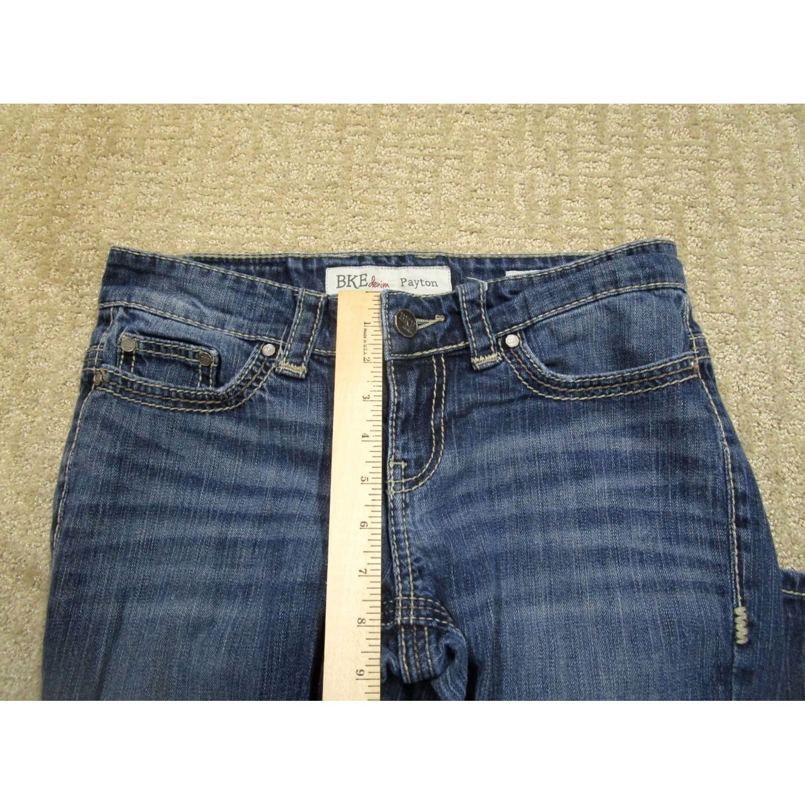 Vintage BKE Jeans Bootcut Women 28 Blue Dark Wash Denim Buckle Payton 5-Pocket Logo Stretch Size 28" / US 6 / IT 42 - 6 Thumbnail