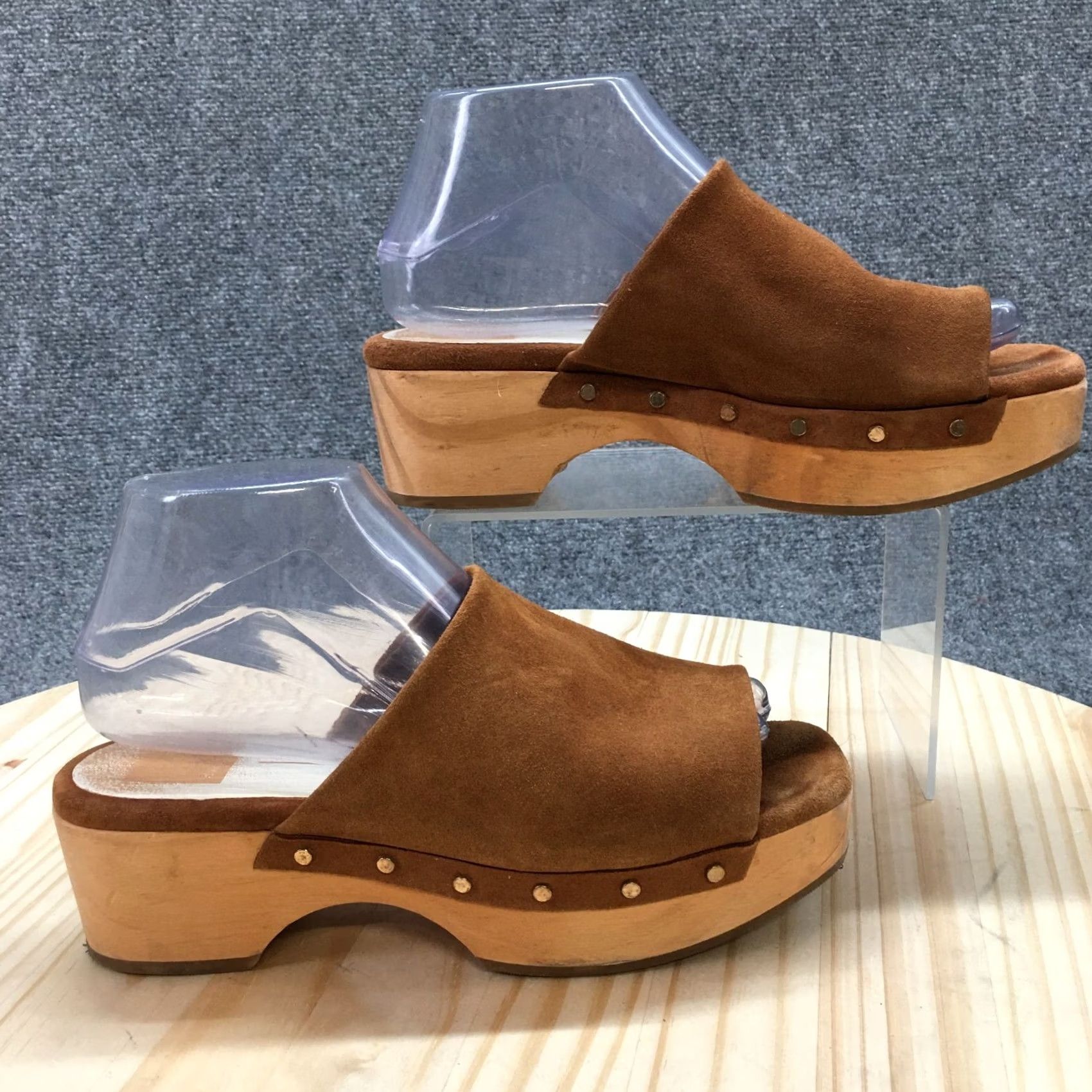 Dolce Vita Dolce Vita Sandals Womens 7 Slip On Slides Brown Leather Studded Size US 7 / IT 37 - 2 Thumbnail