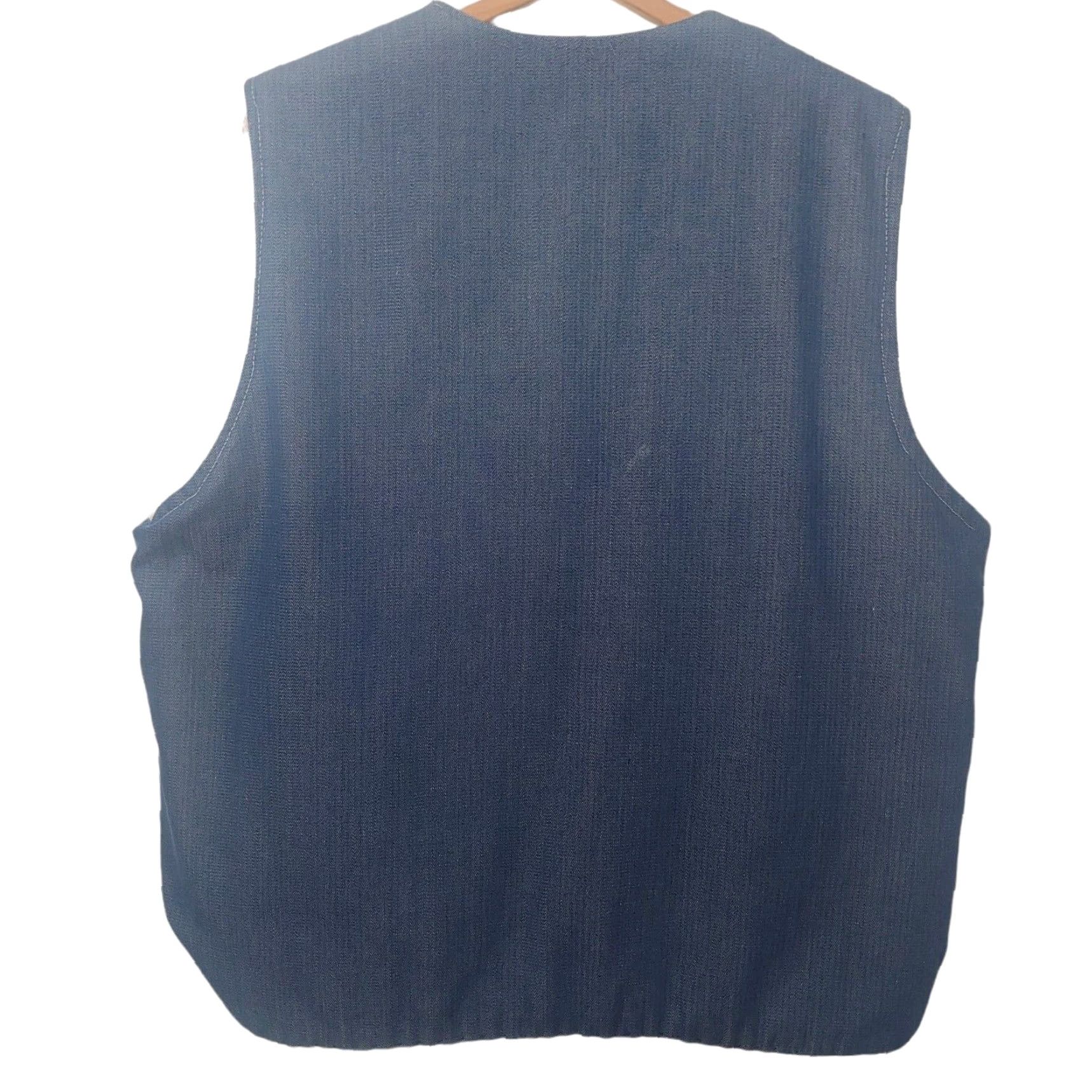 Denime VINTAGE Denim Vest Men L Denim Vest Casual Workwear Western Lined Faux Sherpa Pockets 24" Chest 24" Front 27.5" Back READ Ladies? Mens Size US 33 - 2 Thumbnail