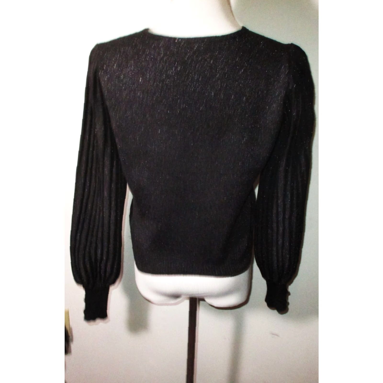 Nanette Lepore NANETTE LEPORE Black Lurex Heavy Knit Long Sleeve Top Women's M Blouse Size M / US 6-8 / IT 42-44 - 6 Thumbnail