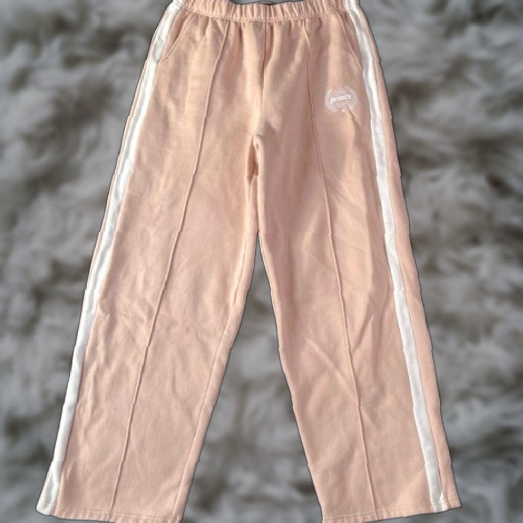 Prince VINTAGE Prince Track Pants Pink White Side Stripe Wide Leg Womens L Size 36" / US 14 / IT 50 - 1 Thumbnail