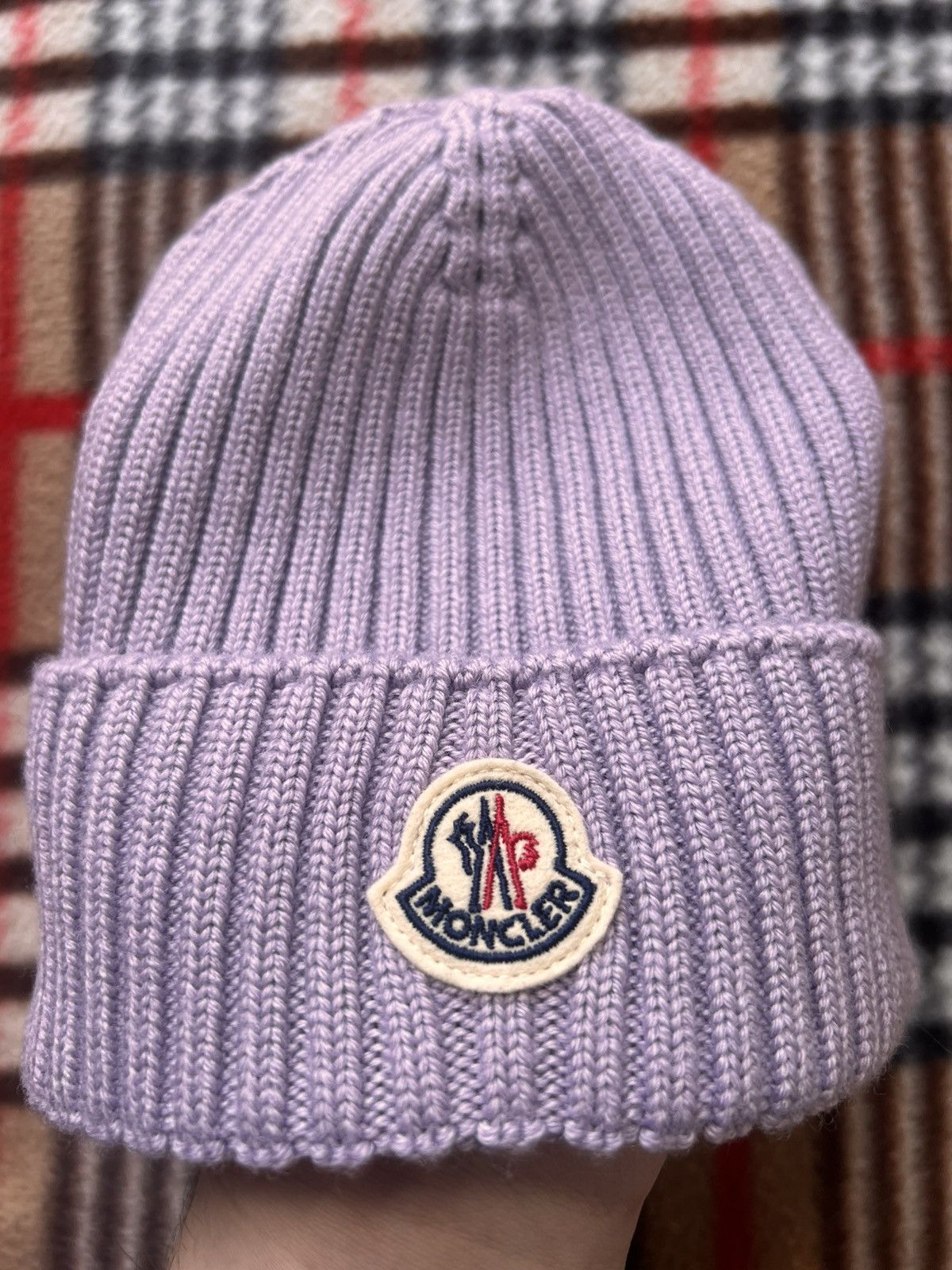 Moncler Moncler Berretto Tricot Beanie Lilac cap hat wool logo purpl Size ONE SIZE - 5 Thumbnail
