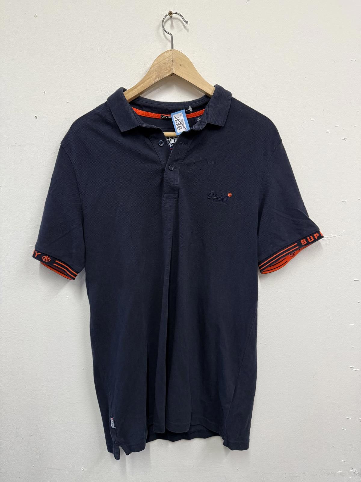 Superdry Superdry Navy Blue Polo Shirt with Orange Trim Size US XL / EU 56 / 4 - 1 Thumbnail