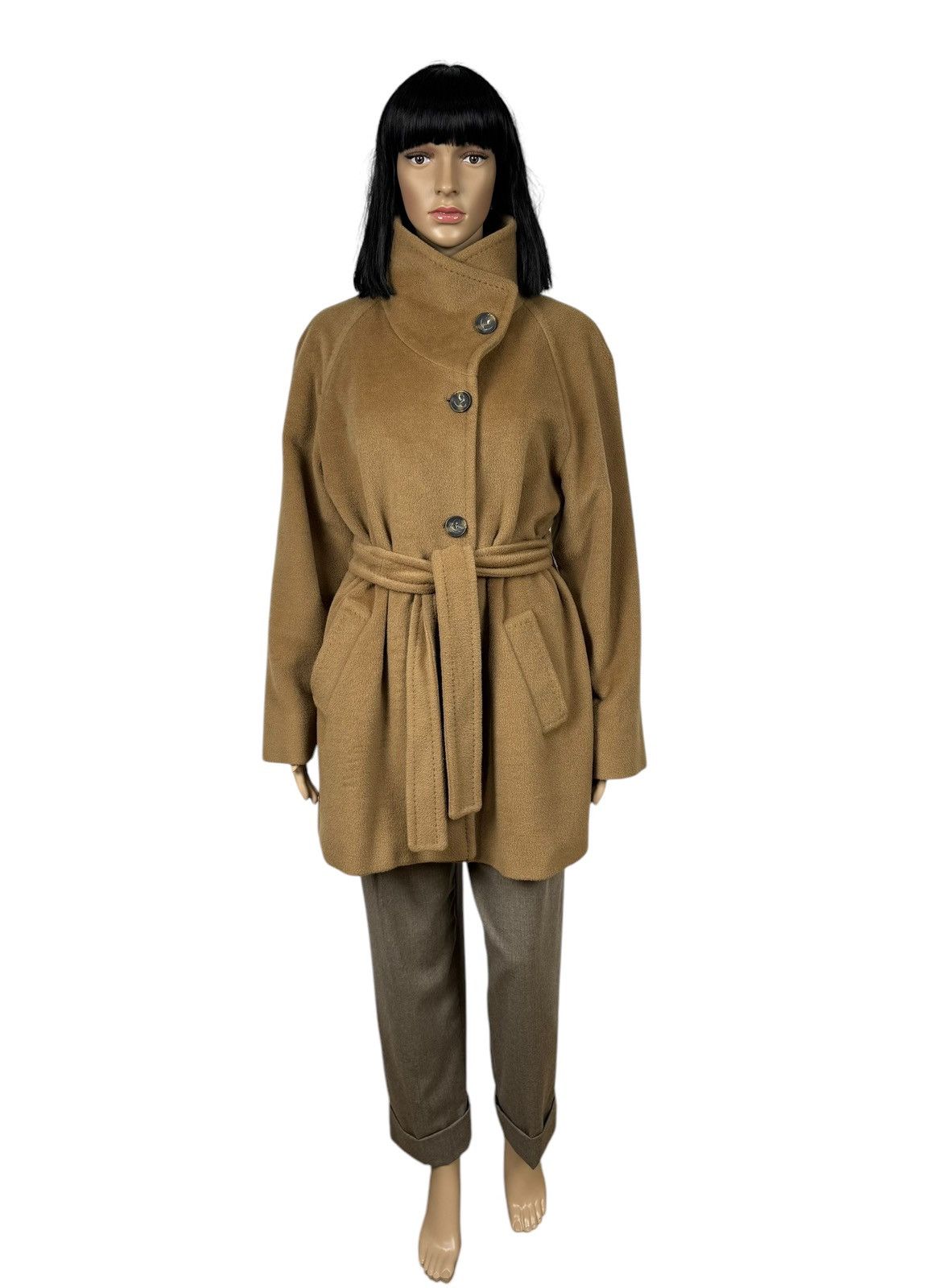 Marella Marella Wool-Cashmere Belted Coat Mock Neck size US8 IT44 Size M / US 6-8 / IT 42-44 - 2 Thumbnail