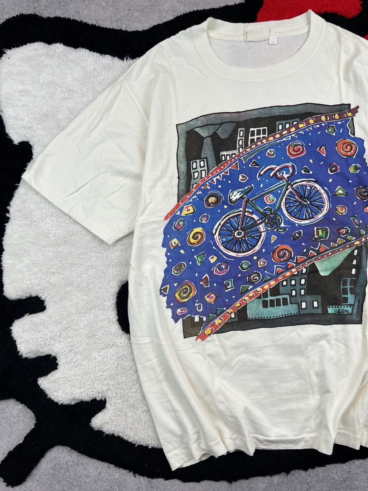Vintage Vintage 90s Single Stitch Artist Art Cycle Designer Y2K Tee Size US L / EU 52-54 / 3 - 2 Thumbnail