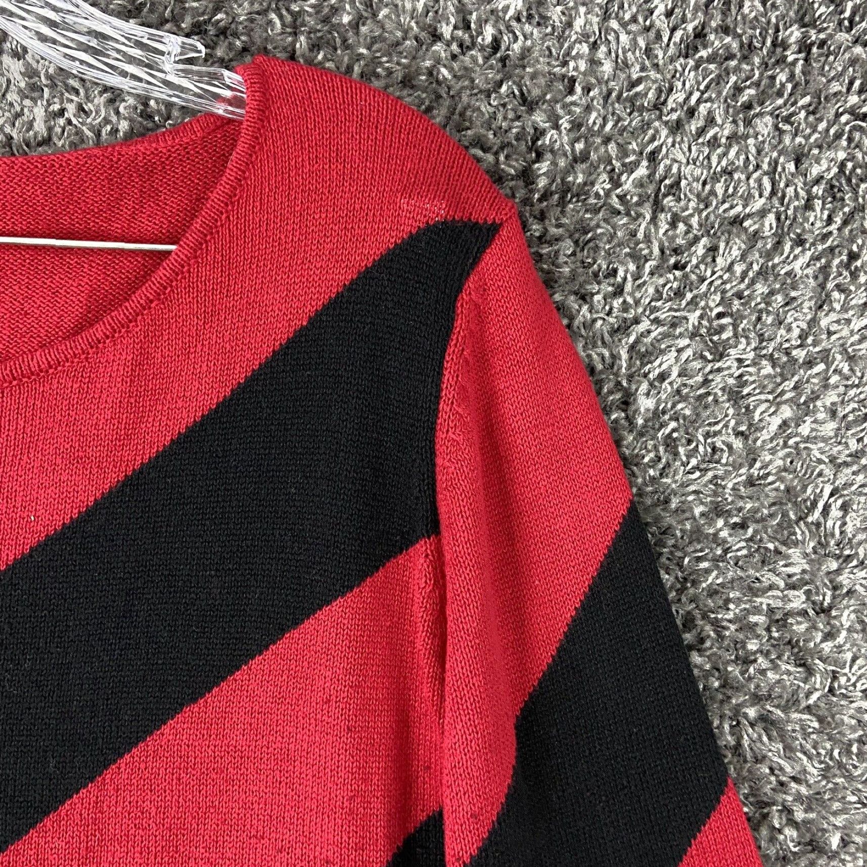 Liz Claiborne Liz Claiborne Women's Striped Long Sleeve Sweater Black Red XL Size XL / US 12-14 / IT 48-50 - 4 Thumbnail