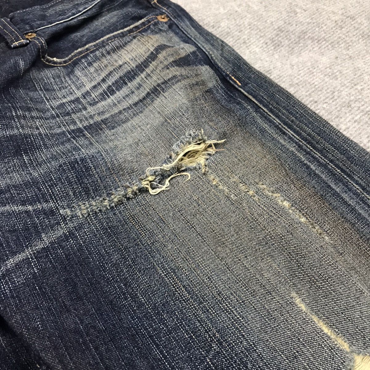 Edwin × Japanese Brand BAGGY💀RIPPED DISTRESSED EDWIN JAPAN BLUE TRIP DENIM PANTS Size US 34 / EU 50 - 7 Thumbnail