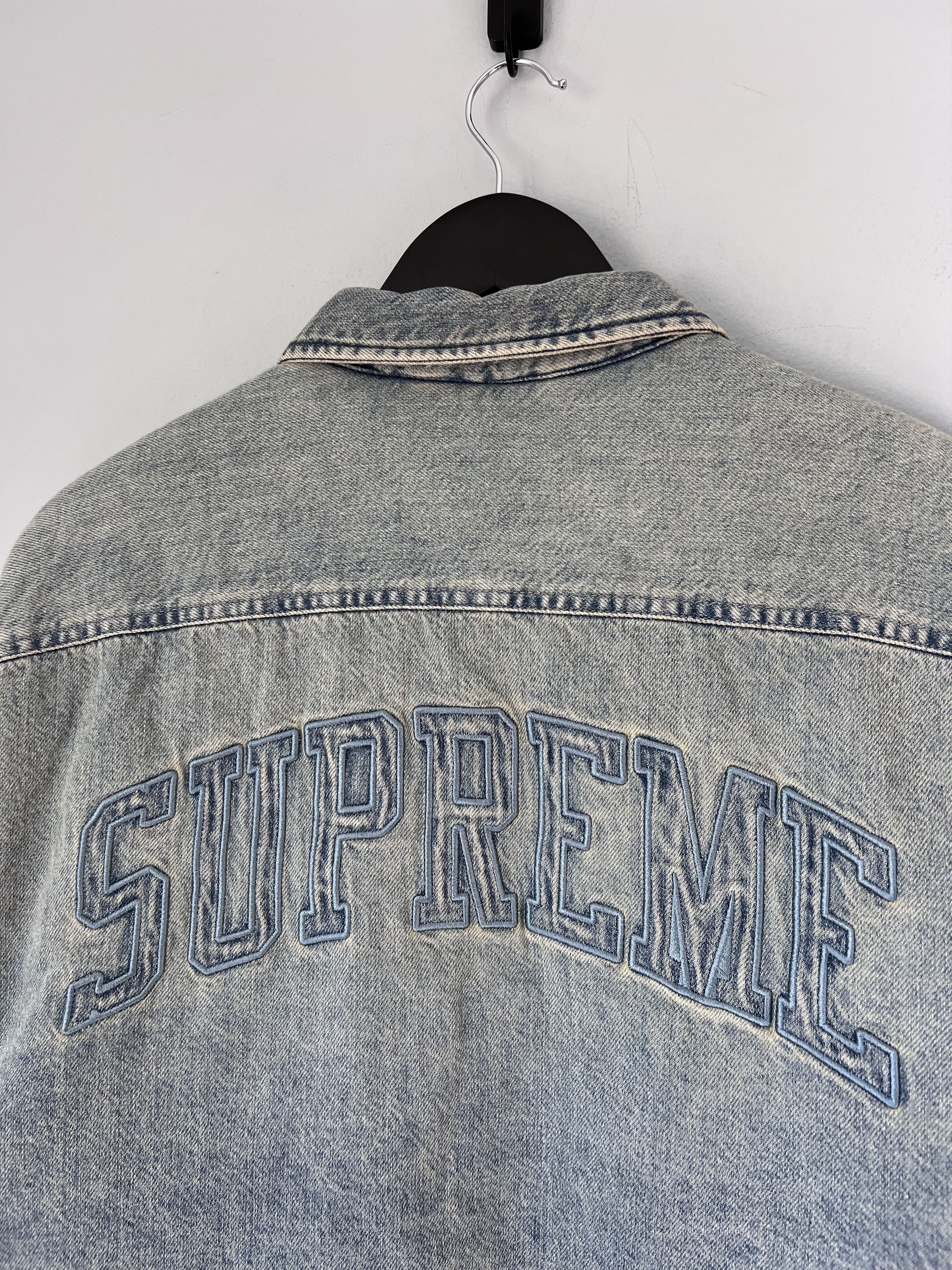 Supreme Supreme Faux Shearling Denim Work Shirt in Washed Indigo Size US M / EU 48-50 / 2 - 2 Thumbnail