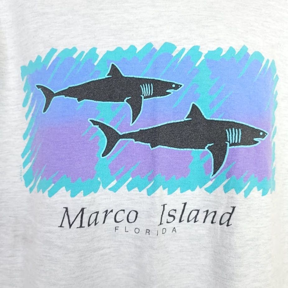 Vintage VINTAGE Sharks T Shirt Mens Size Large 90s Marco Island Florida Made In USA Size US L / EU 52-54 / 3 - 3 Thumbnail