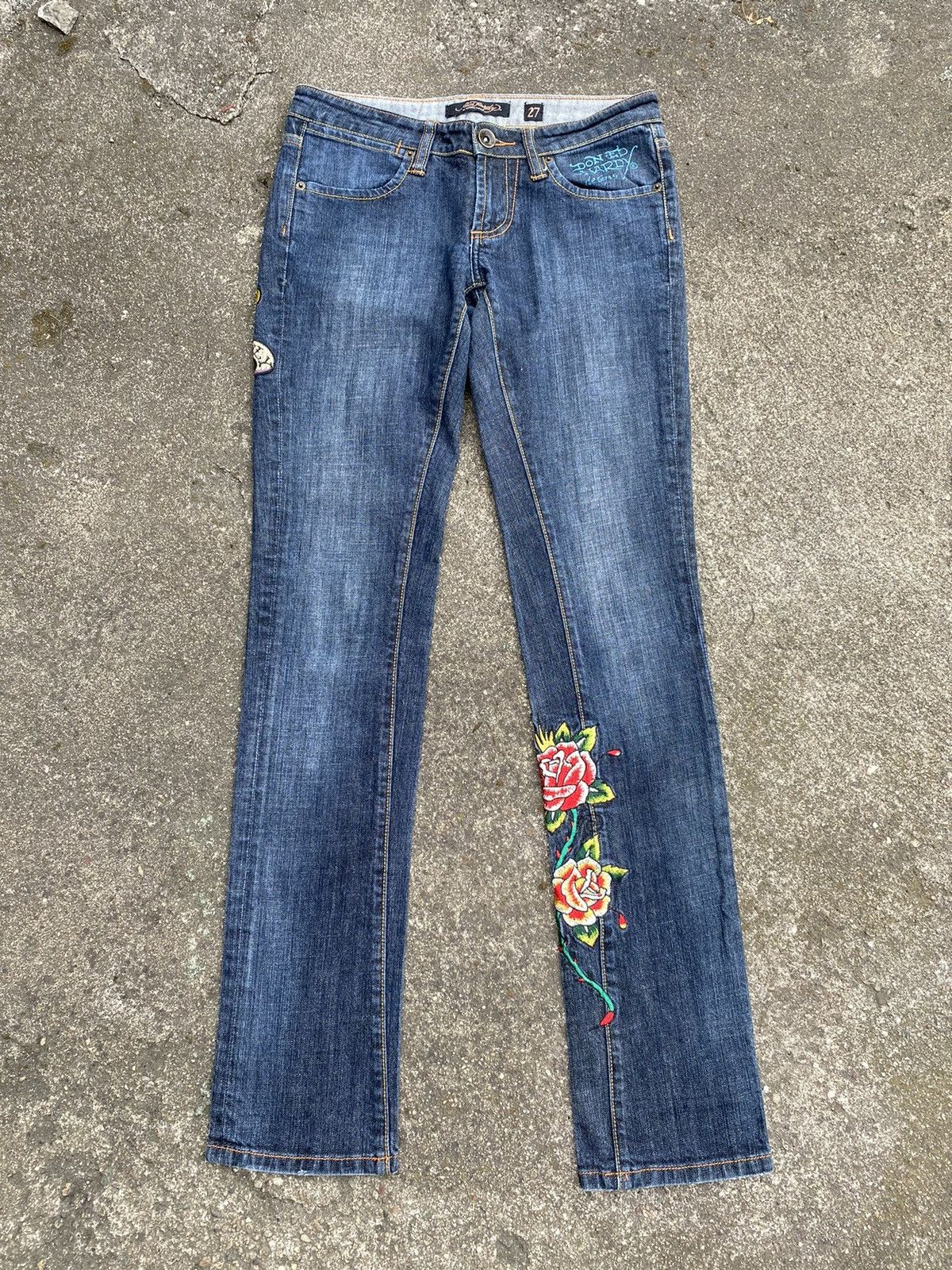 Christian Audigier × Ed Hardy × Vintage Christian Audigier Vintage Y2k Denim Pant Rare Hype Ed Hardy Size 27" / US 4 / IT 40 - 4 Thumbnail