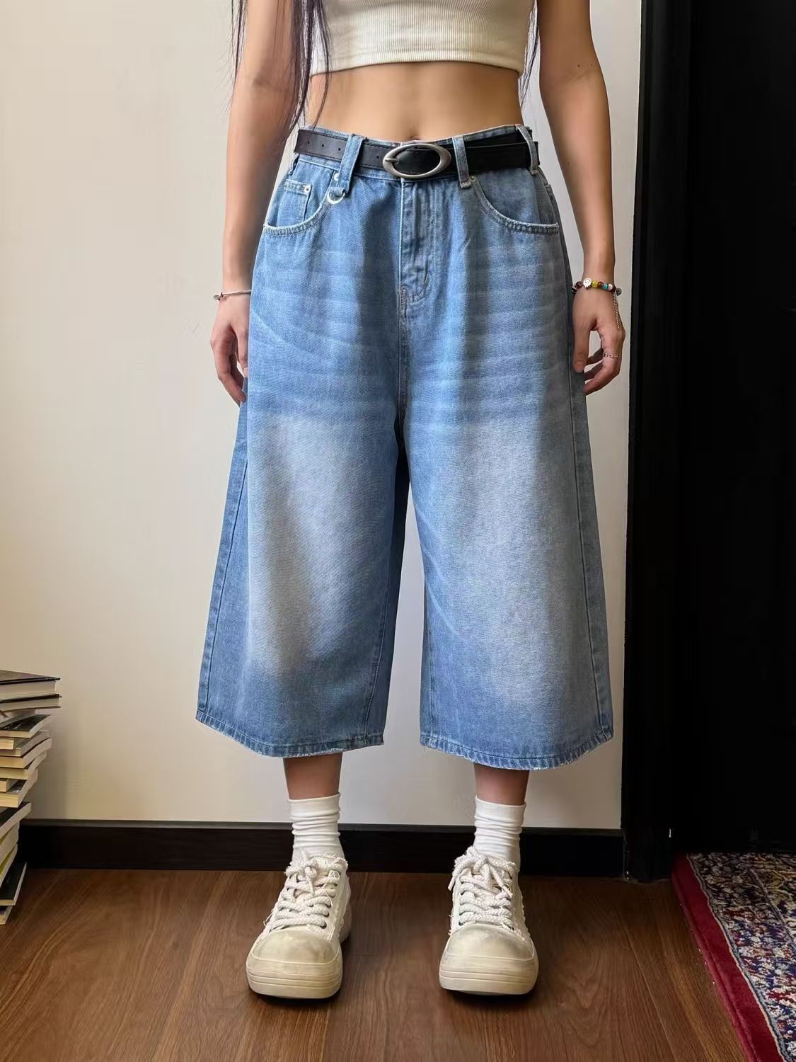 Japanese Brand × Jean Blue Street Washed Vintage Straight Denim Shorts Size US 32 / EU 48 - 1 Thumbnail