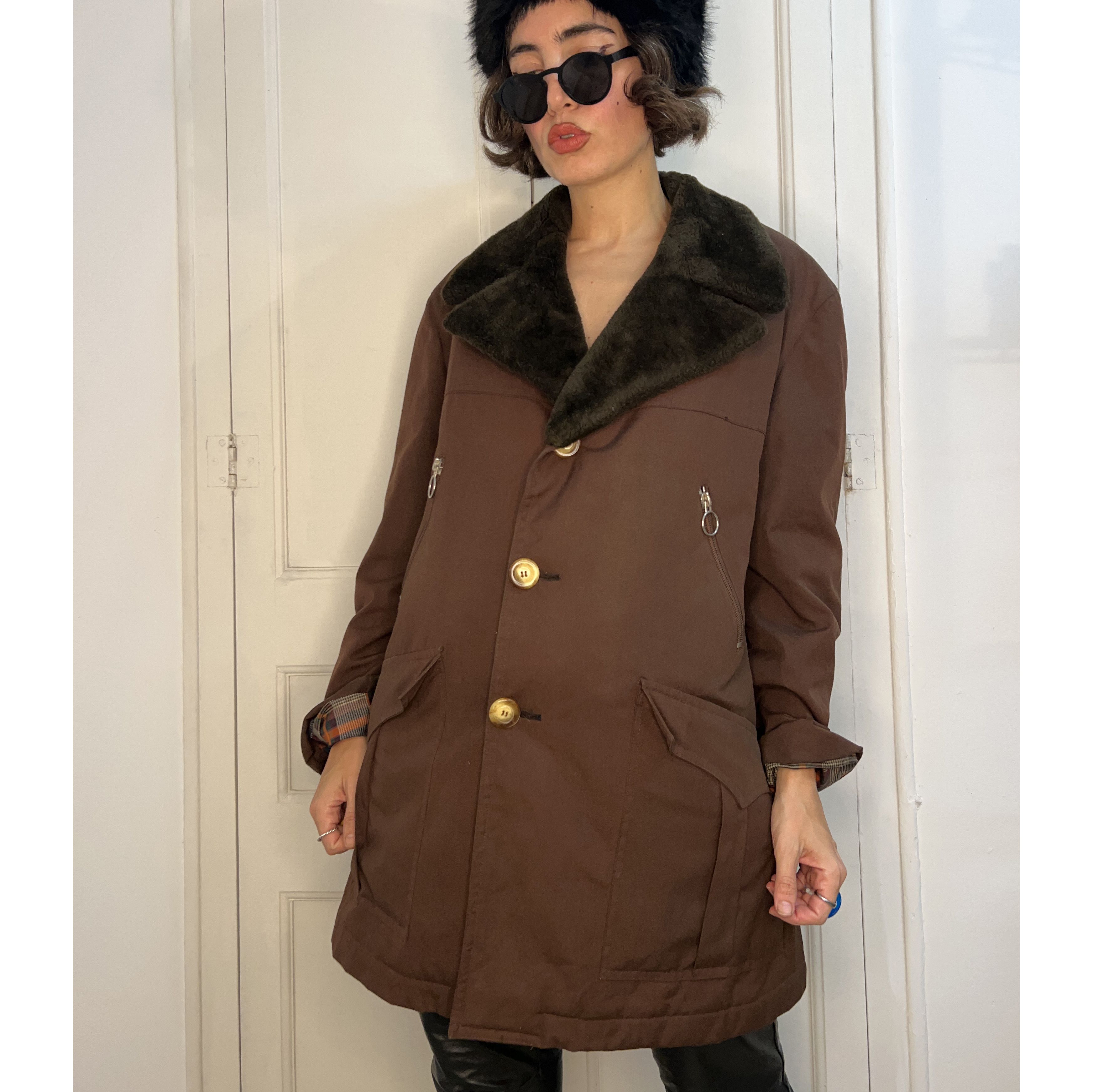 Vintage Vintage 70s Brown Tergal Jacket Size XL / US 12-14 / IT 48-50 - 5 Thumbnail
