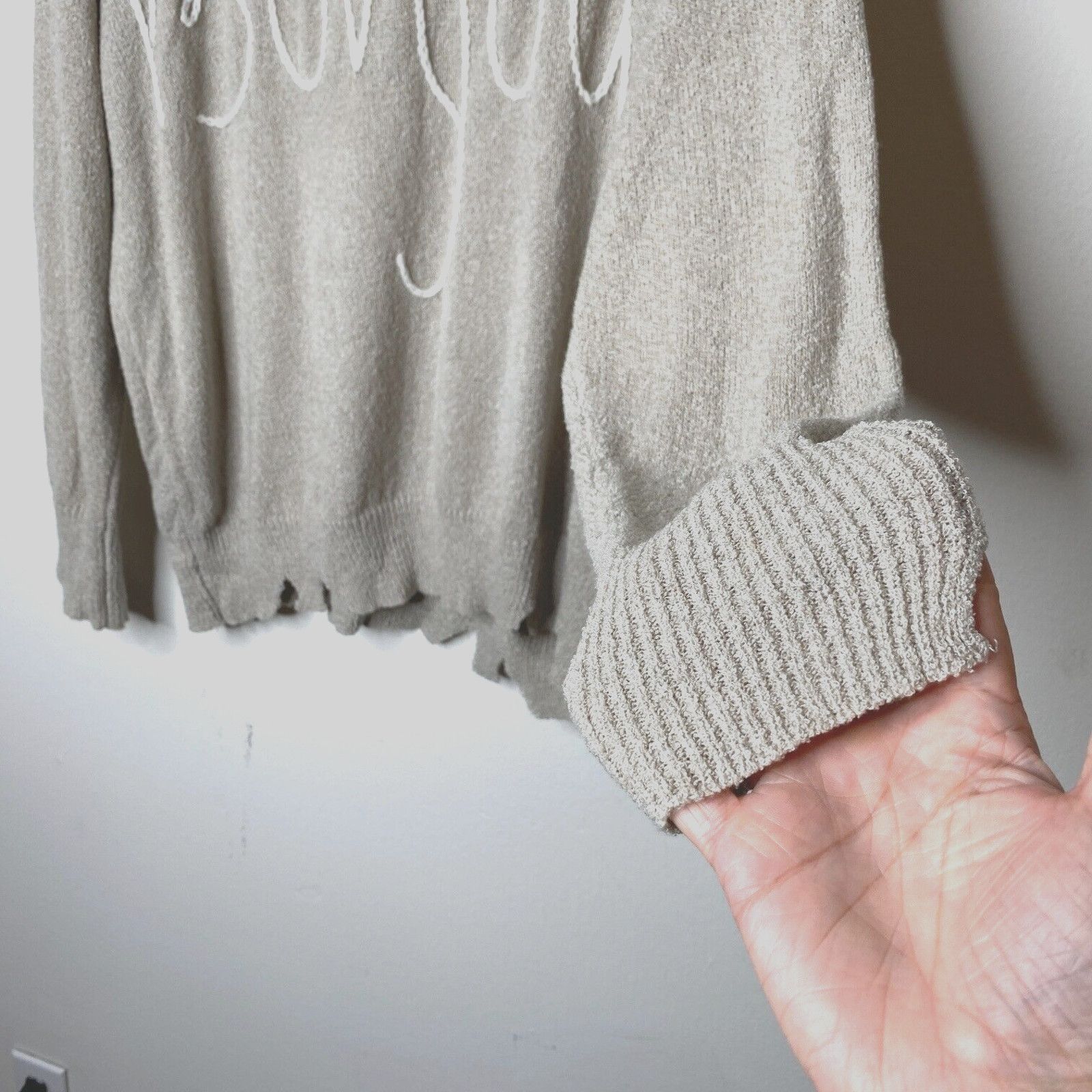 Other William B Taupe Bonjour Embroidered Distressed Sweater S Size S / US 4 / IT 40 - 5 Thumbnail