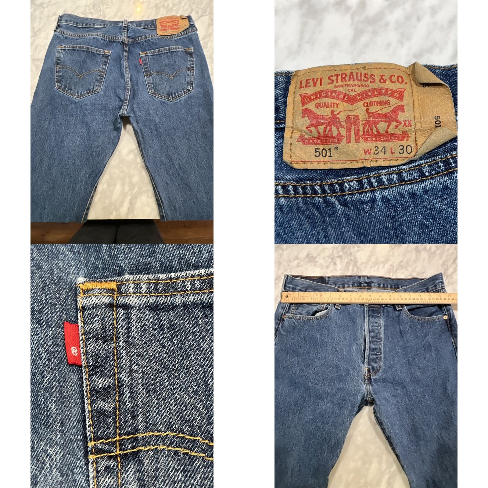 Levi's VINTAGE Levi’s 501 Jeans Button Fly Men 34x30 Blue Straight Classic Jeans 5-Pocket Denim Cotton USA Cowboy Size US 34 / EU 50 - 8 Thumbnail