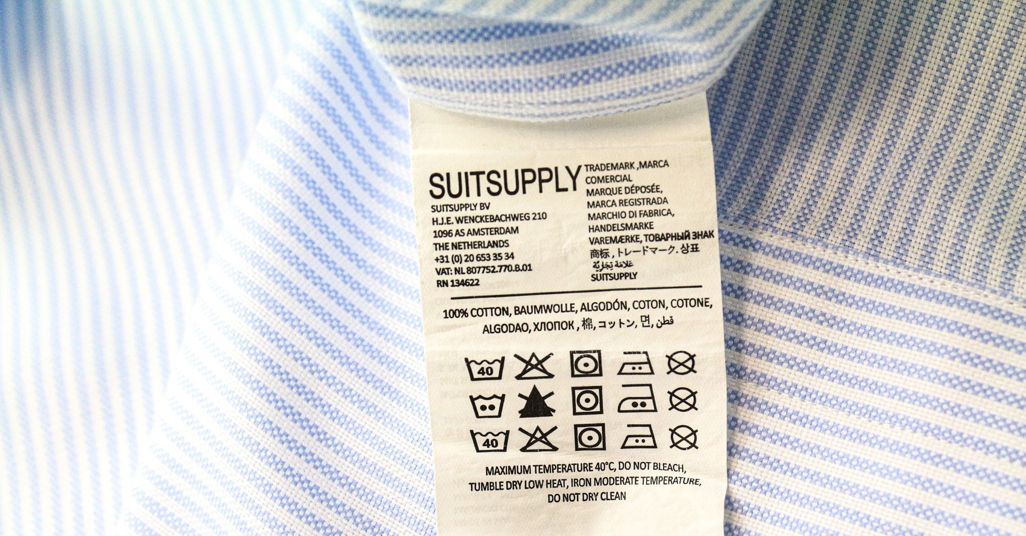 Suitsupply TRY ON XS 42/16 1/2 Blue Pinstripe Shirt 86599 Size 42R - 6 Thumbnail