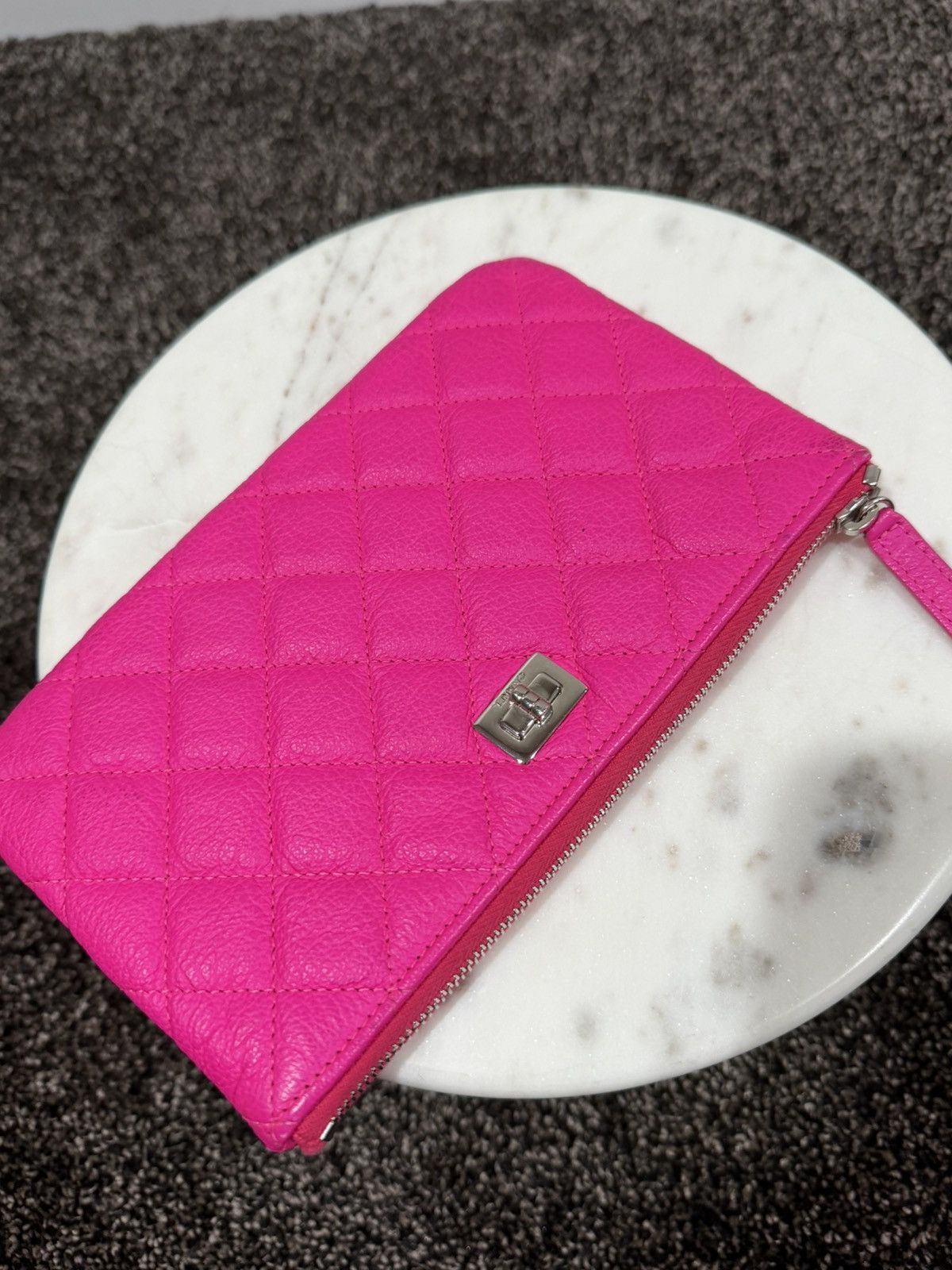 Chanel Chanel Pink Goatskin Quilted Cavier O-Case Pouch Wallet Bag Size ONE SIZE - 5 Thumbnail