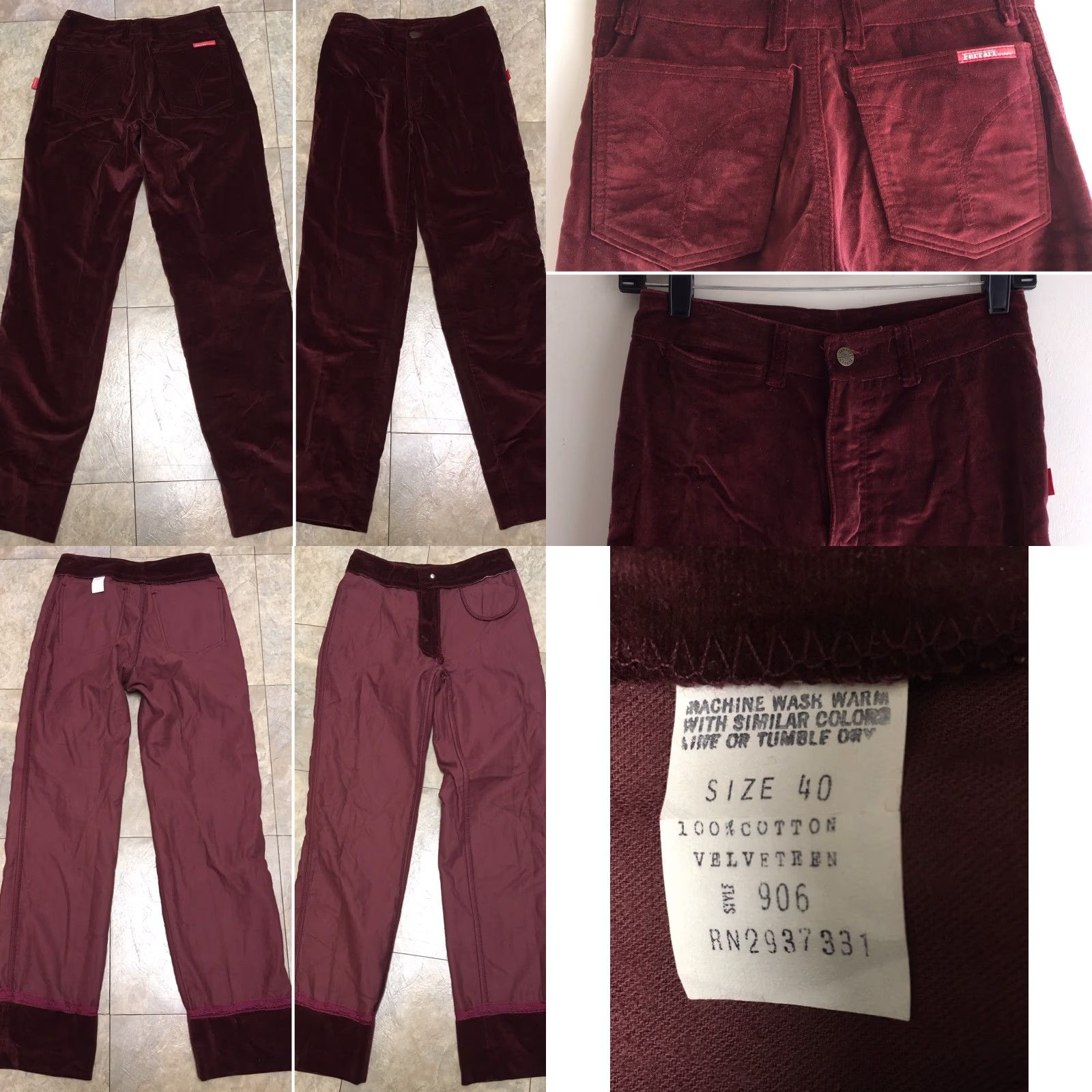 Ferrari VINTAGE Ferrari Velveteen High Waist Pants 27" Waist Sz 40 1970s Disco Brown 100% Cotton Velveteen Mens Size 27" / US 4 / IT 40 - 8 Thumbnail