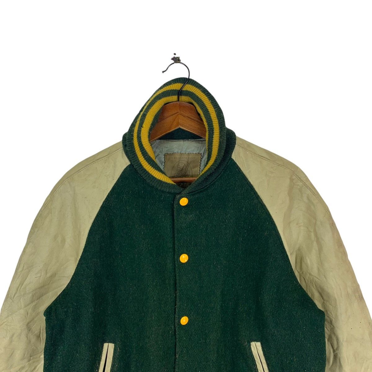 Golden Bear 🔥🔥 VINTAGE GOLDEN BEAR VARSITY WOOL LEATHER JACKET Size US M / EU 48-50 / 2 - 4 Thumbnail