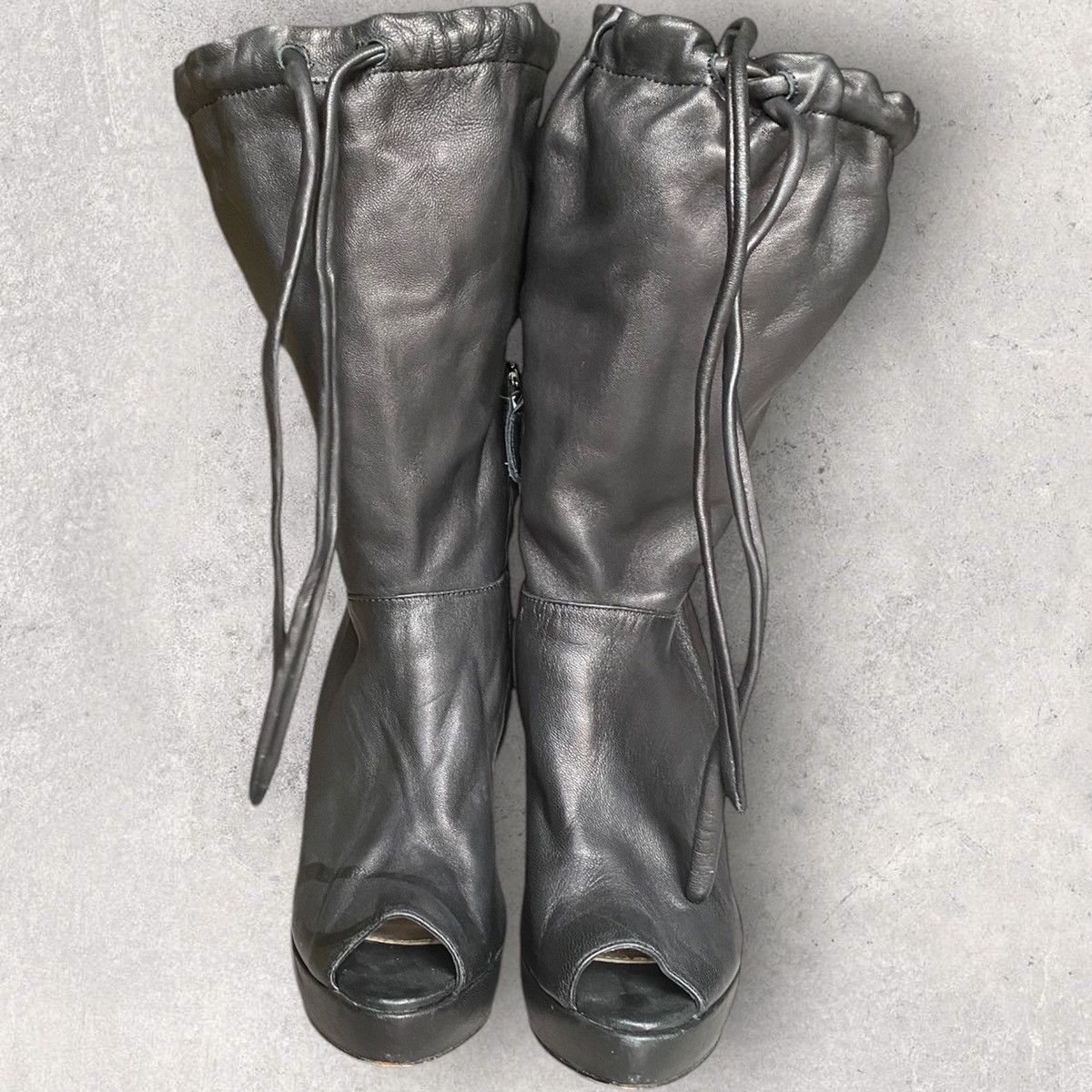 Prada Prada Leather Lace Up Open Toe Boots Size US 7 / IT 37 - 1 Thumbnail