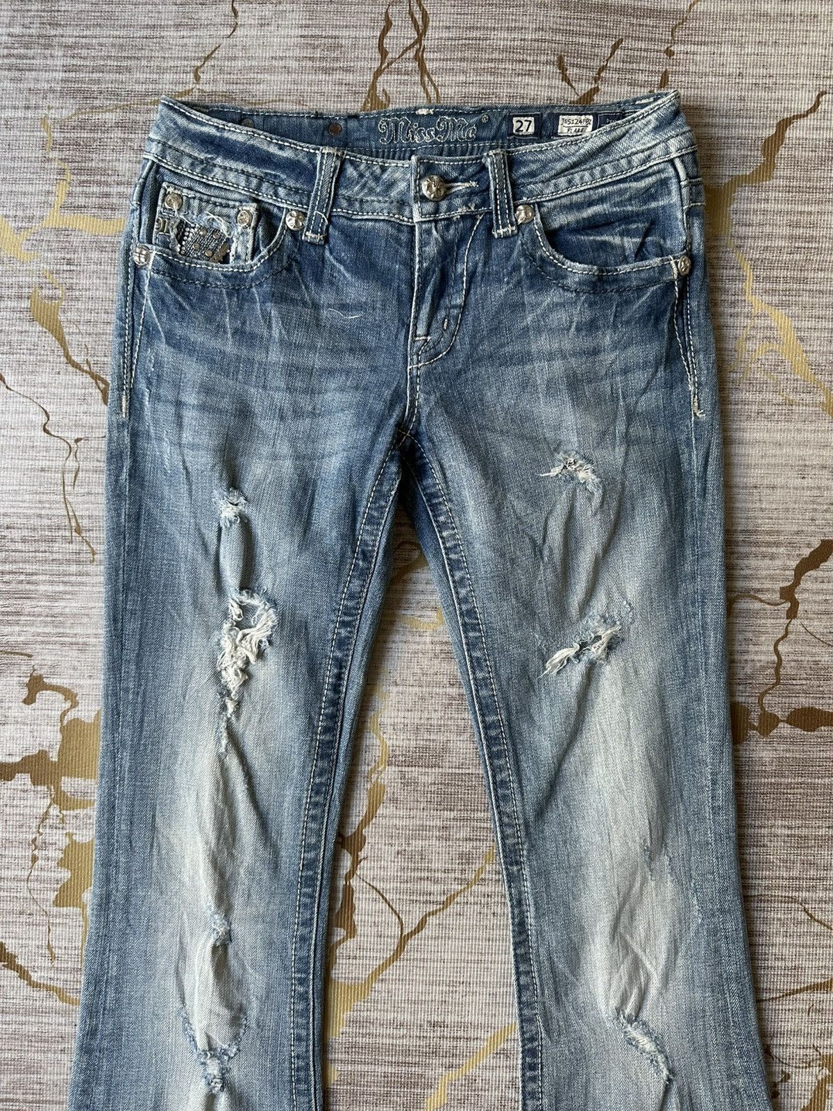 Miss Me FLARE Miss Me Distressed Swaroski Design Jeans Size 28" / US 6 / IT 42 - 6 Thumbnail