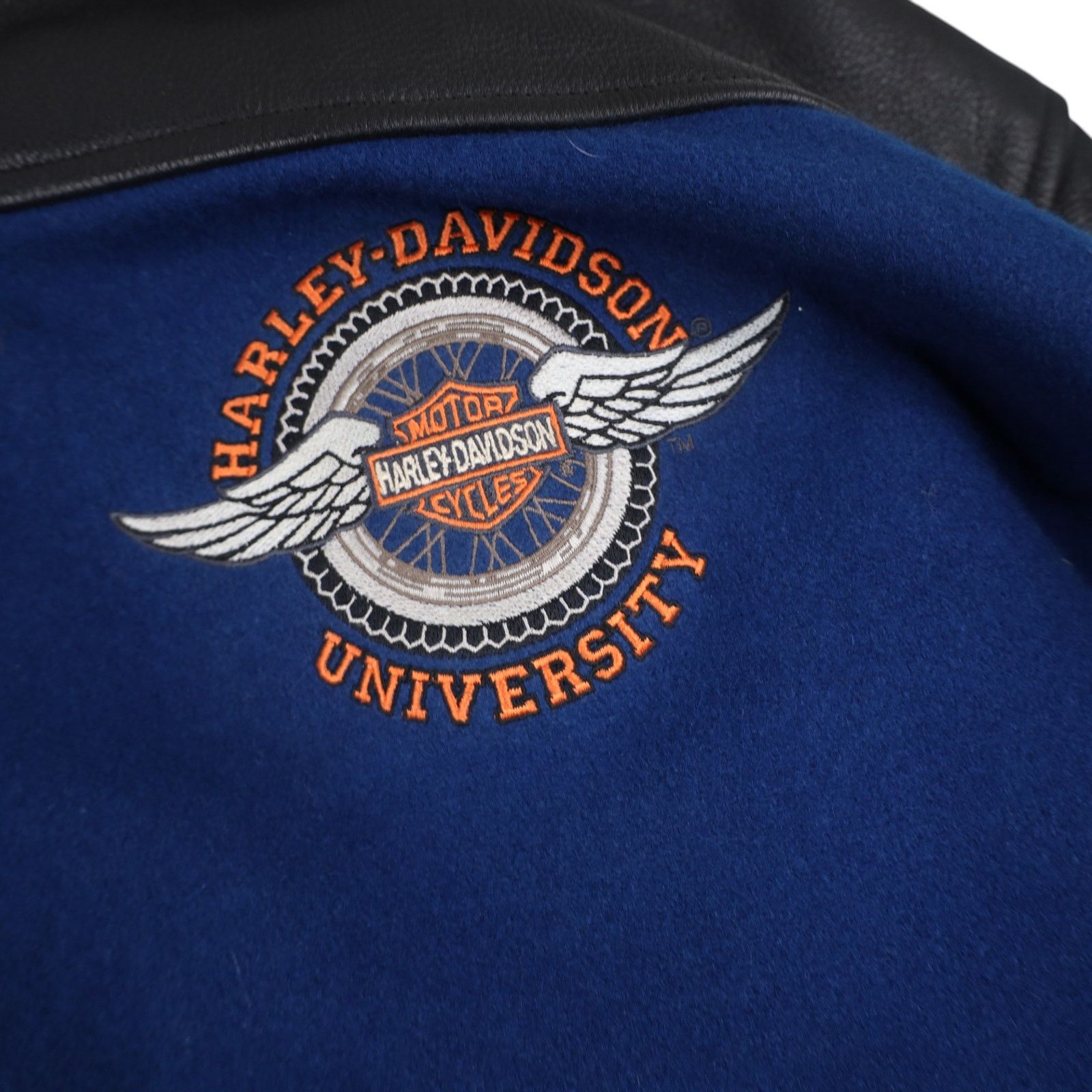 Harley Davidson × Vintage VTG Harley Davidson University Big Logo Letterman Jacket Size US XXL / EU 58 / 5 - 5 Thumbnail