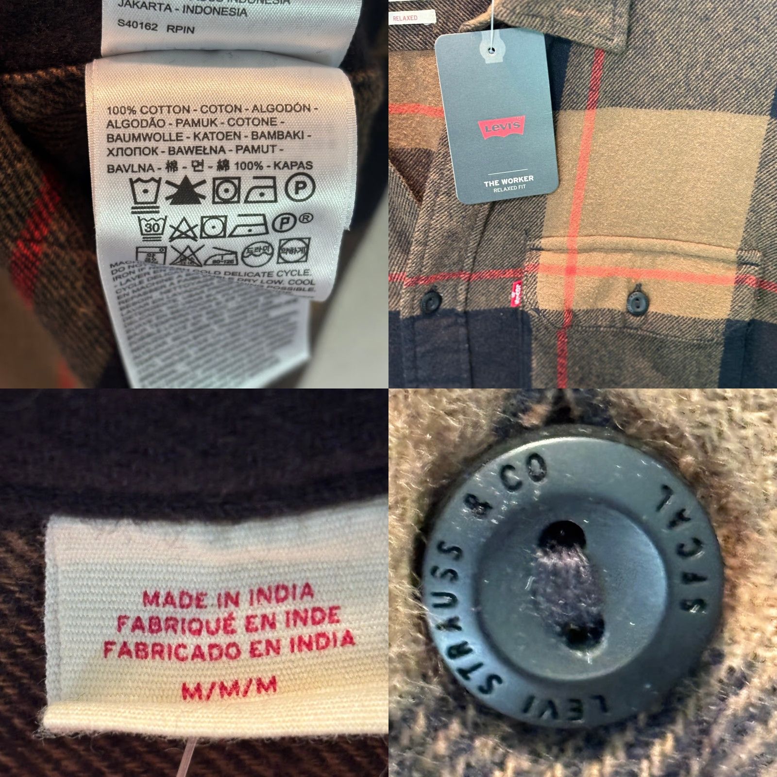 Levi's Levi's Shirt Mens Medium Brown Black Plaid The Worker Relaxed Fit Flannel NWT Size US M / EU 48-50 / 2 - 8 Thumbnail
