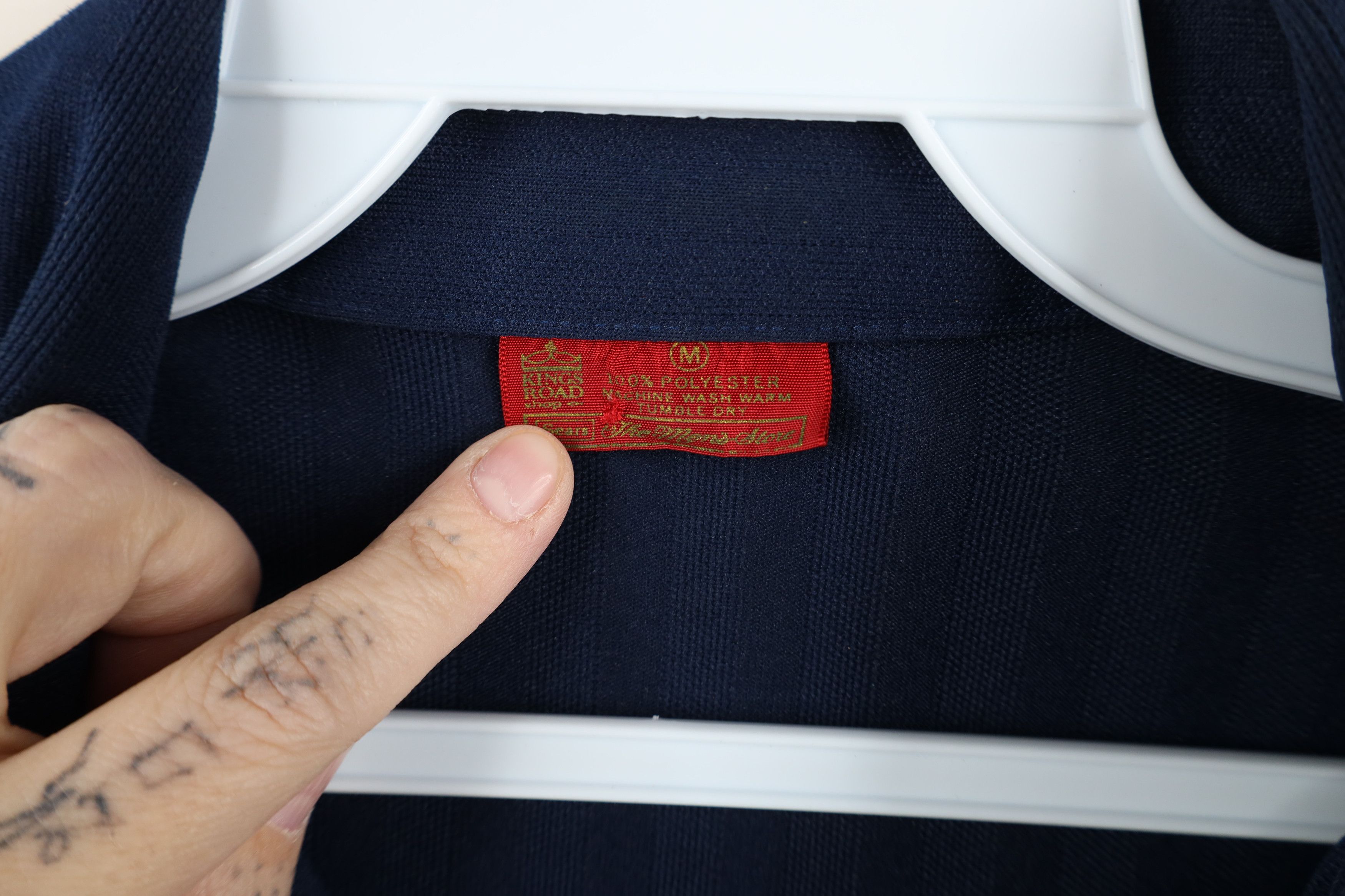 Vintage Vintage 70s Streetwear Knit Collared Button Shirt Navy Blue Size US M / EU 48-50 / 2 - 11 Thumbnail