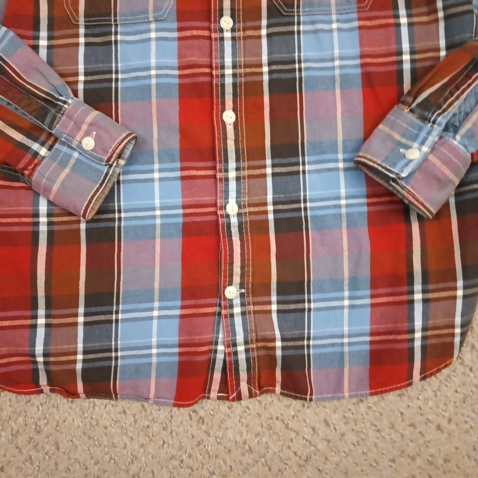 Gap Gap Shirt Mens Medium Red Blue Plaid Long Sleeve Button Up Pockets Cotton Size US M / EU 48-50 / 2 - 4 Thumbnail