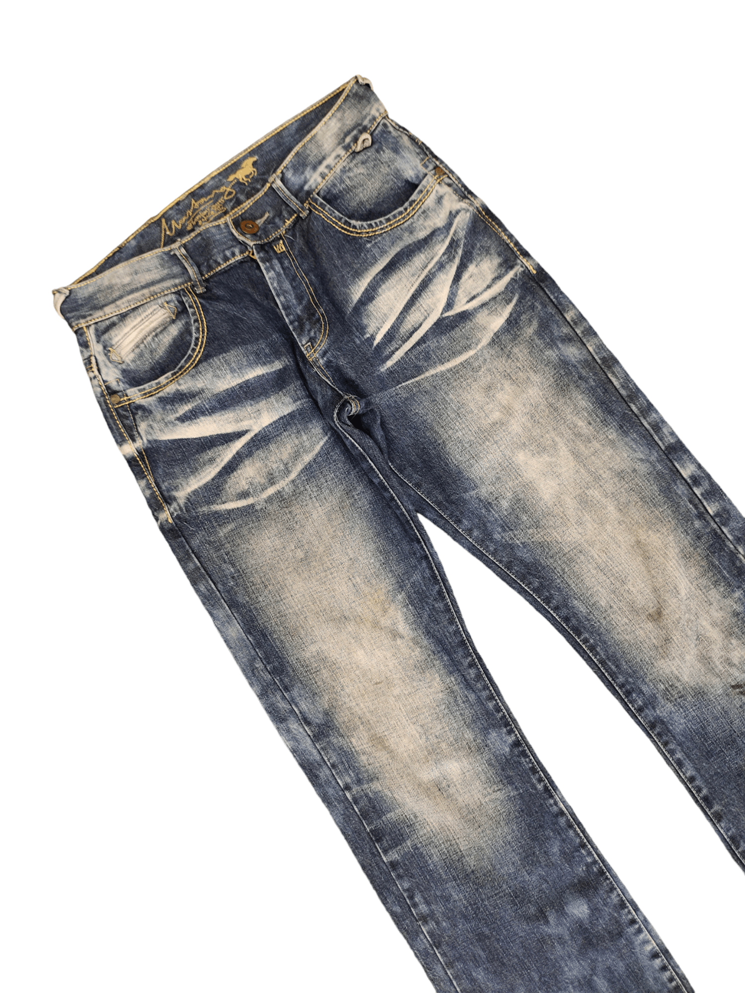 GOSTAR DE FUGA Vintage Y2k Mustang Clawmark Faded Denim Pants Size US 31 - 6 Thumbnail
