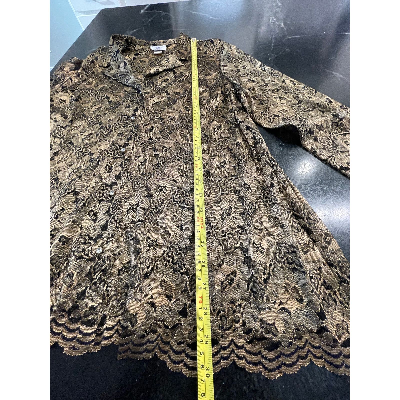 Other JMS Collection gold and black floral lace jacket blazer 2X Size XXL / US 16-18 / IT 52-54 - 8 Thumbnail
